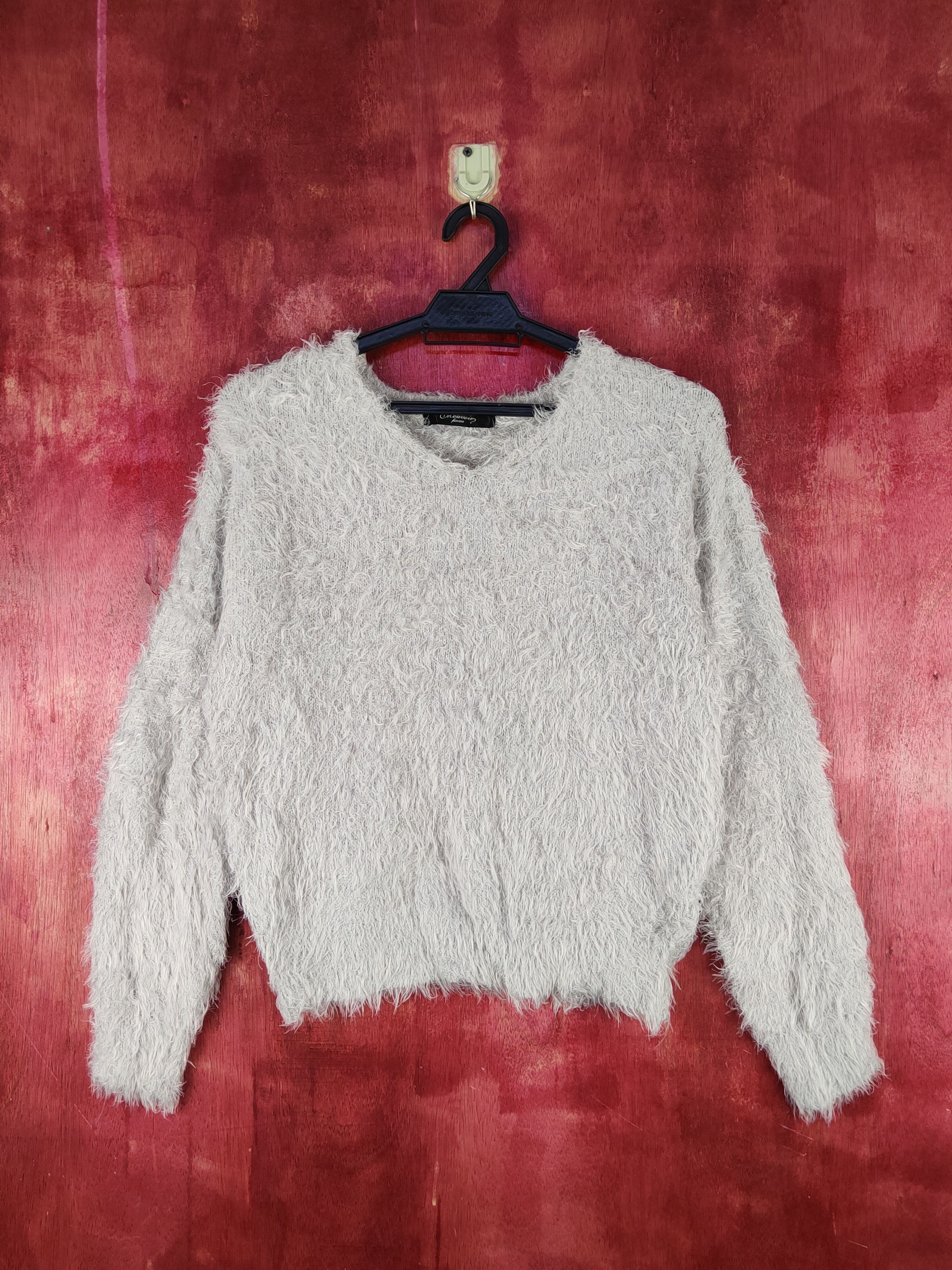 image of Homespun Knitwear Mouvior Femme Gray Shag Shaggy Fur Mohair Knitwear S1993 in Grey, Women's (Size M