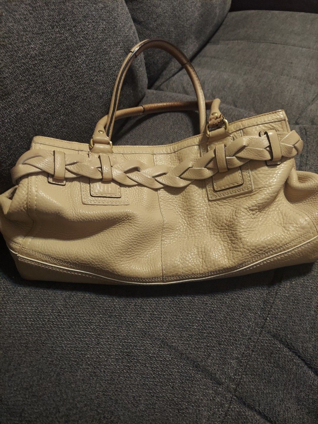 Coach COACH Tan Leather Satchel Double Strap Shoulder Bag No-L069 Size ONE SIZE - 5 Thumbnail
