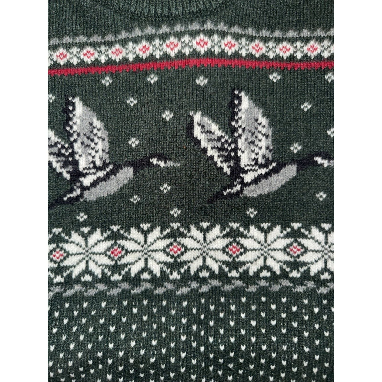 St. Johns Bay × Vintage St John’s Bay Knitted Sweater Large 22x23 Goose Print Green Size L / US 10 / IT 46 - 2 Thumbnail