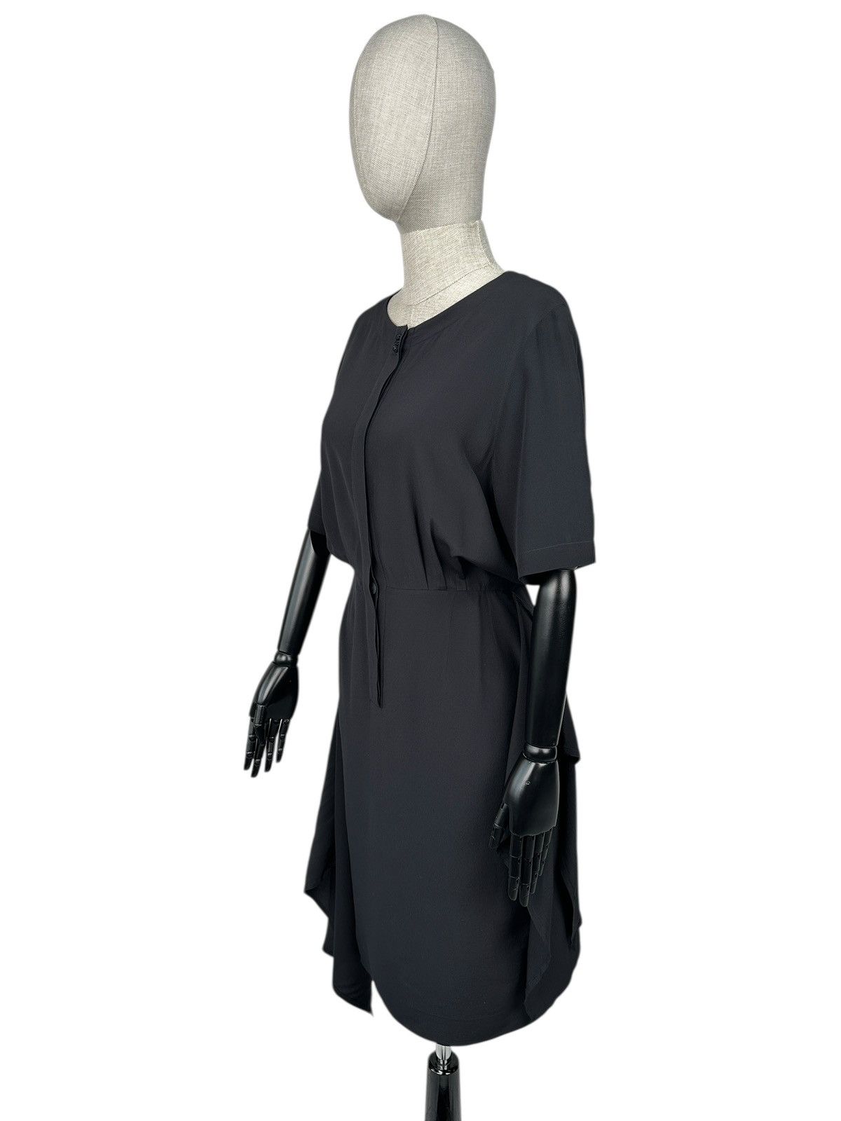 Salvatore Ferragamo SALVATORE FERRAGAMO 100% Silk Crepe Wrap Button Dress Black Size M / US 6-8 / IT 42-44 - 3 Thumbnail