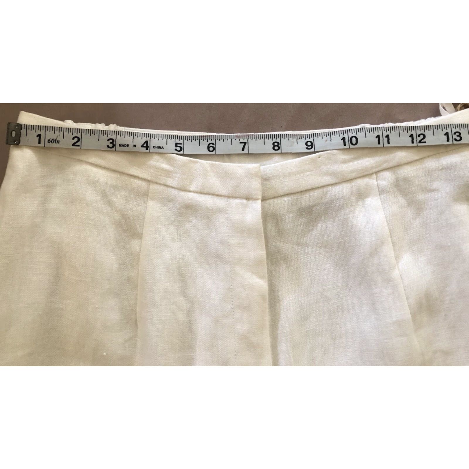 Vintage Norton McNaughton Linen Pants Slacks 6 Wht Straight Leg 26"W Inseam 29" Rise High Womens Pants Size 26" / US 2 / IT 38 - 4 Thumbnail