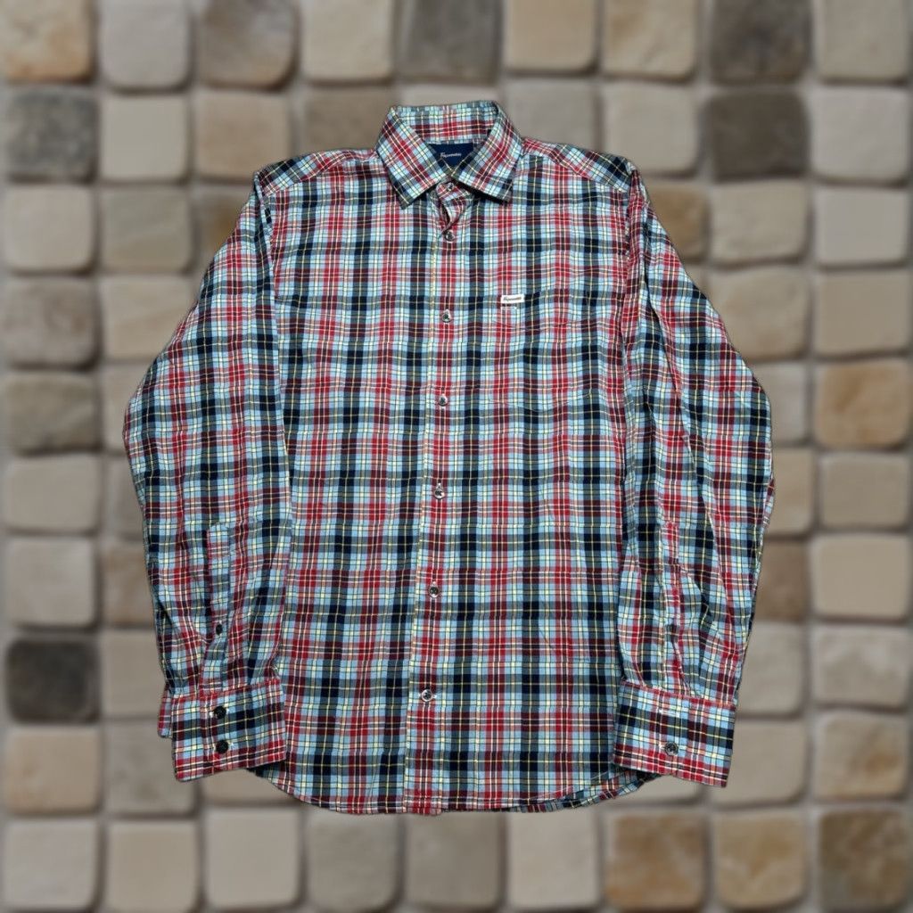 Faconnable Façonnable Club Fit Shirt Mens Small Multicolor Cotton Plaid Casual Button Up Size US S / EU 44-46 / 1 - 1 Thumbnail