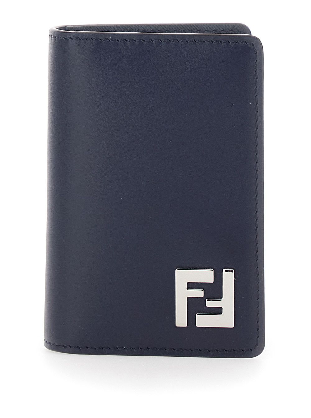 Fendi Blue Leather Card Holder with FF Logo Plate on the Front for Men Size ONE SIZE - 1 Thumbnail