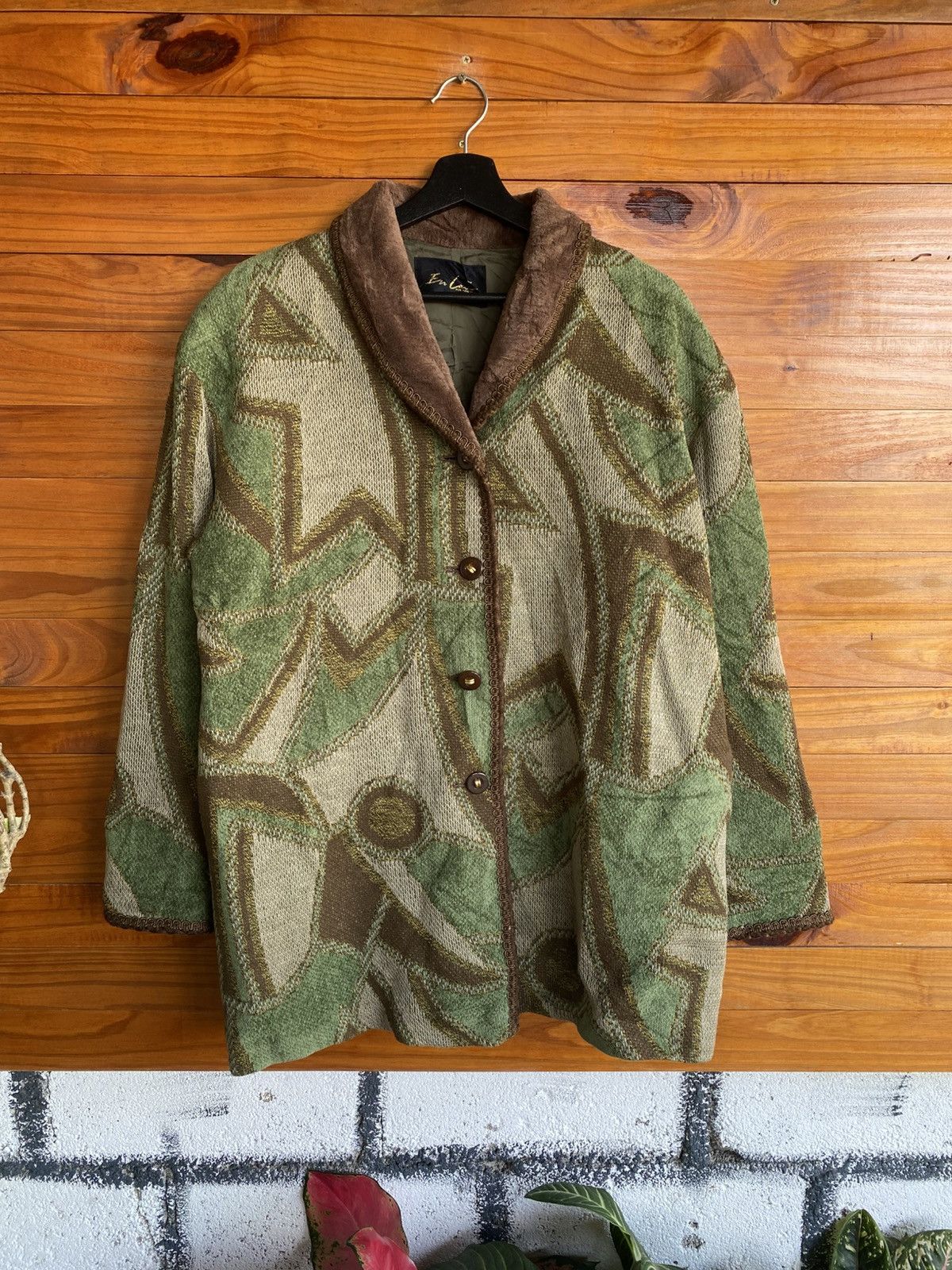 Japanese Brand Vintage En Lain “For High Style Abstract Pattern Wool Jacket Size L / US 10 / IT 46 - 5 Thumbnail
