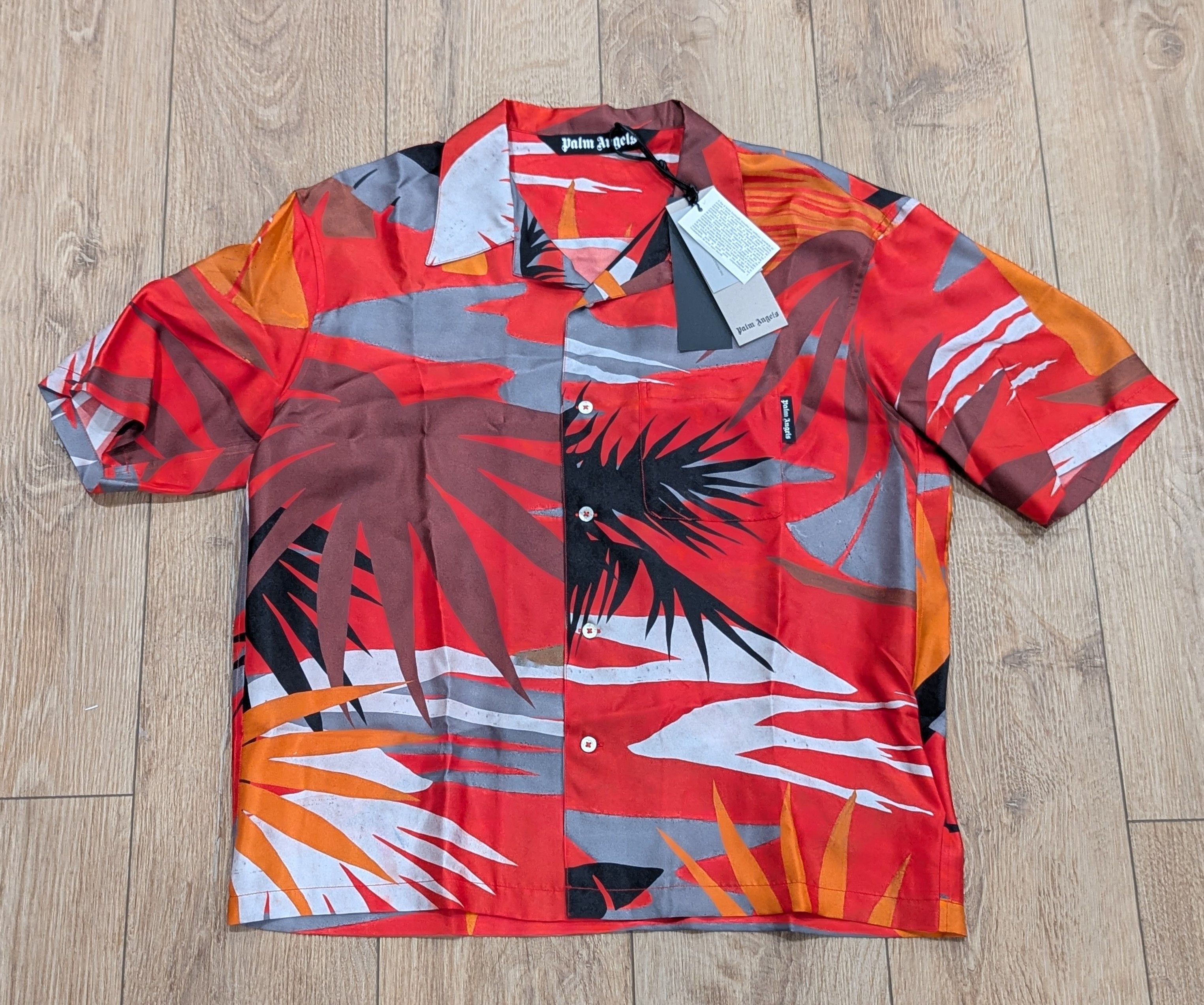 Palm Angels PALM ANGELS Hawaii Cropped Silk Button Up Shirt Muti 50 Size US M / EU 48-50 / 2 - 1 Thumbnail