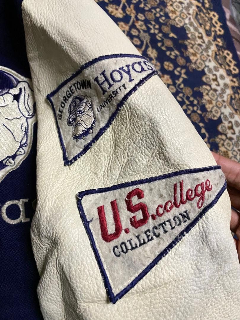 Vintage Vintage Georgetown Hoyas Varsity leather Jacket Size US L / EU 52-54 / 3 - 6 Thumbnail