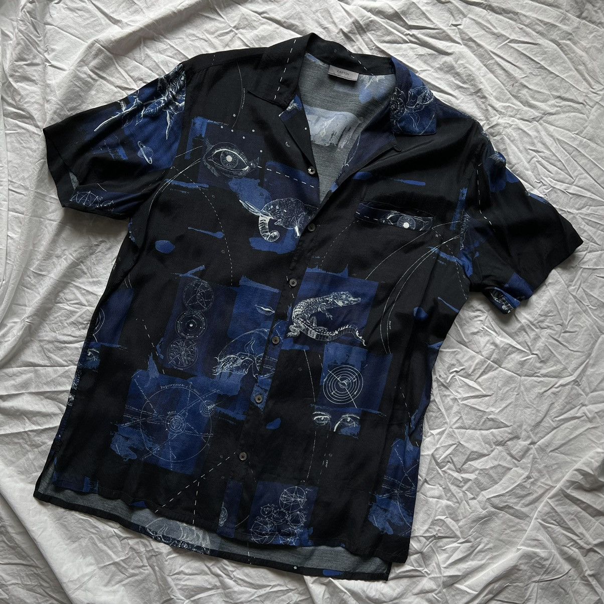 Lanvin abstract-pattern silk shirt - Blue