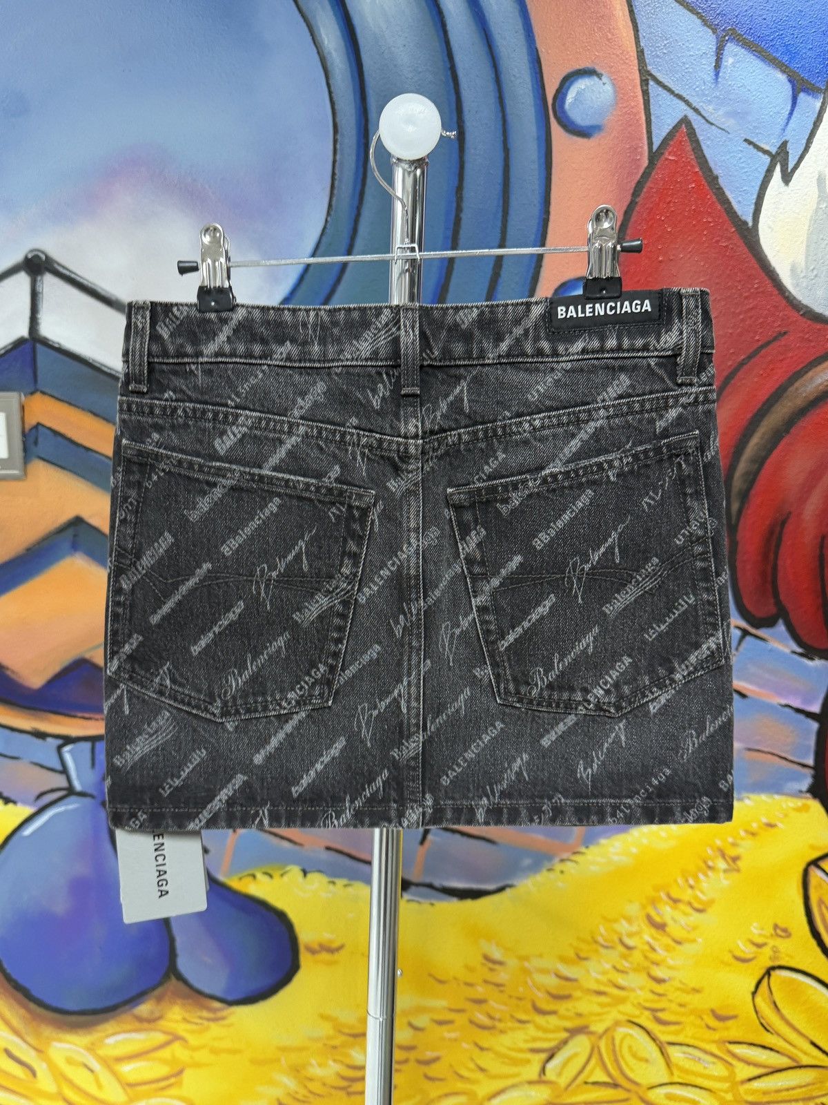 Balenciaga Balenciaga Logo-Print Denim Low-Waist Mini Skirt Size 24" / US 00 / IT 34 - 2 Thumbnail