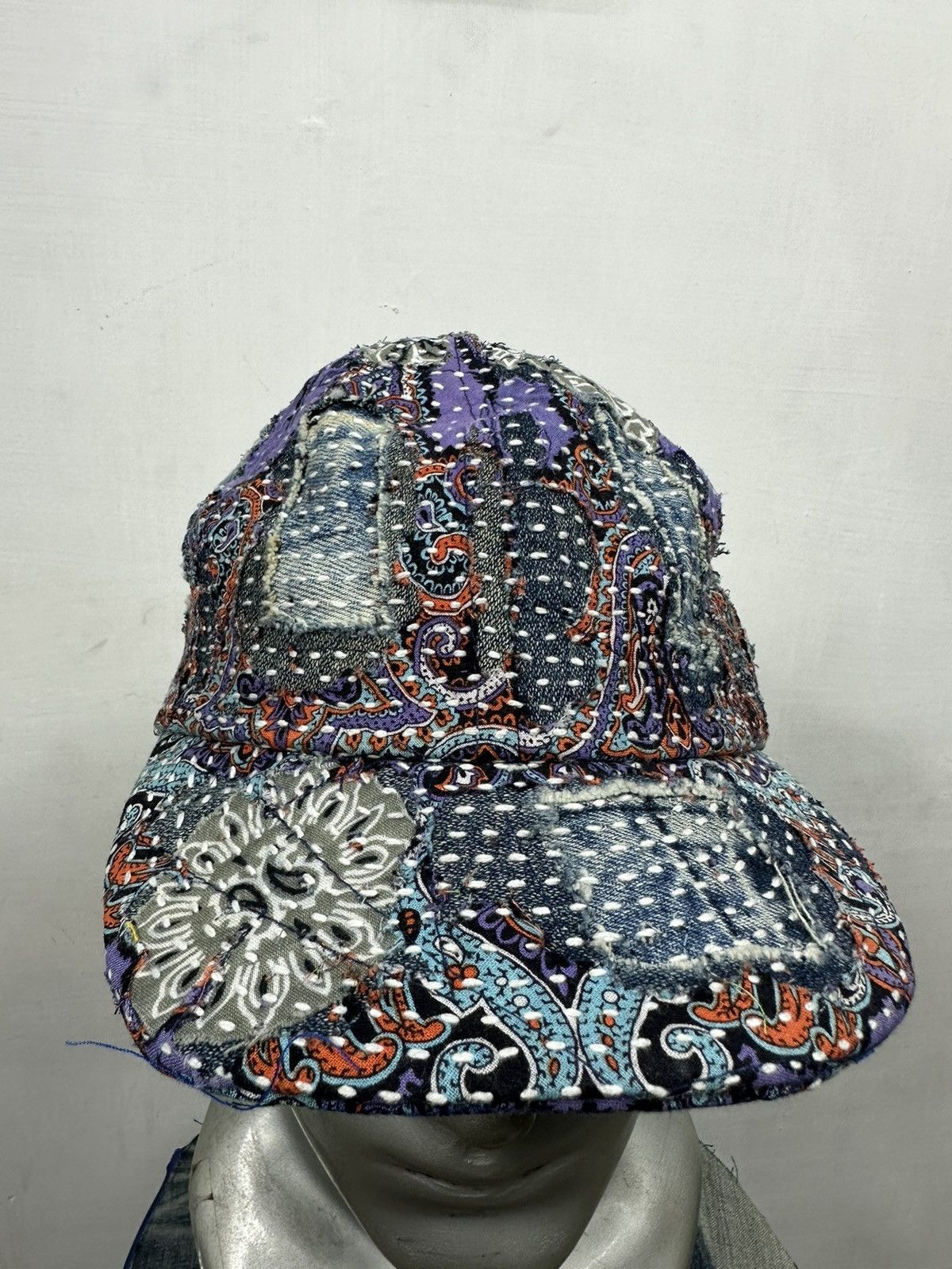 Handmade Custom Made Distressed Paisley Boro Patchwork hats Size ONE SIZE - 4 Thumbnail