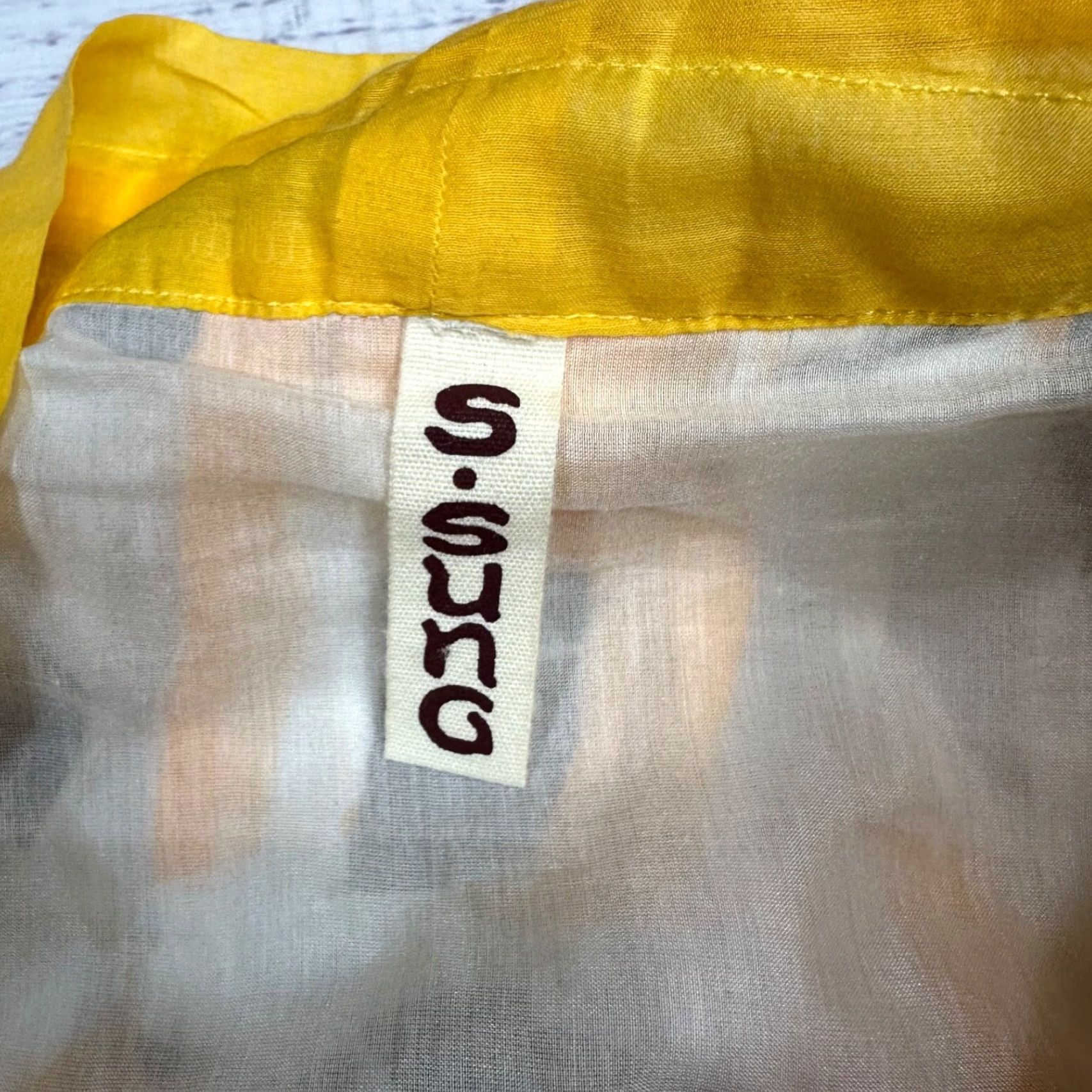 Vintage S-Sung Silk Skirt Yellow M Knee Length Lined A-Line Women's Skirt Size 32" / US 10 / IT 46 - 7 Thumbnail
