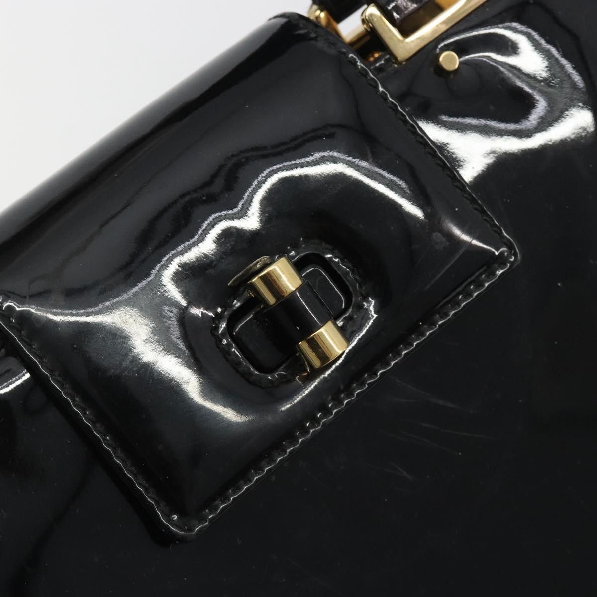 Saint Laurent Paris SAINT LAURENT Hand Bag Patent Leather Black Gold Auth Size ONE SIZE - 18 Thumbnail