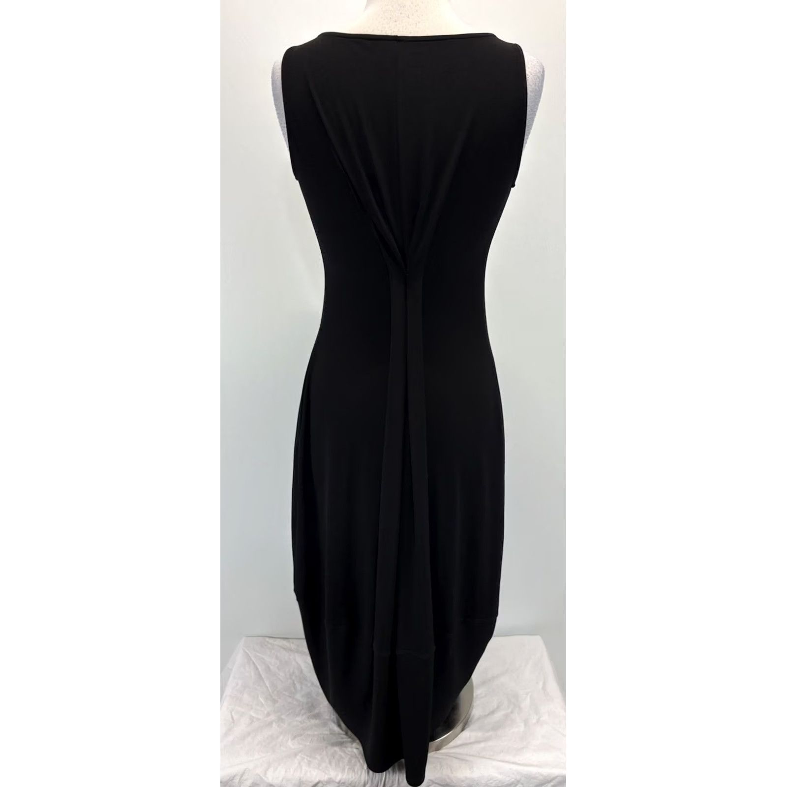 Vintage IC By Connie K Minimalist Jersey Midi Balloon Dress Black Womens S Modern Draped Size S / US 4 / IT 40 - 3 Thumbnail
