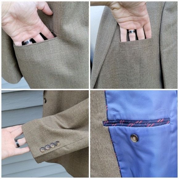 Chaps Chaps Brown Black Duo Pattern Tweed With Faint Blue Stripes Size 50R - 4 Thumbnail