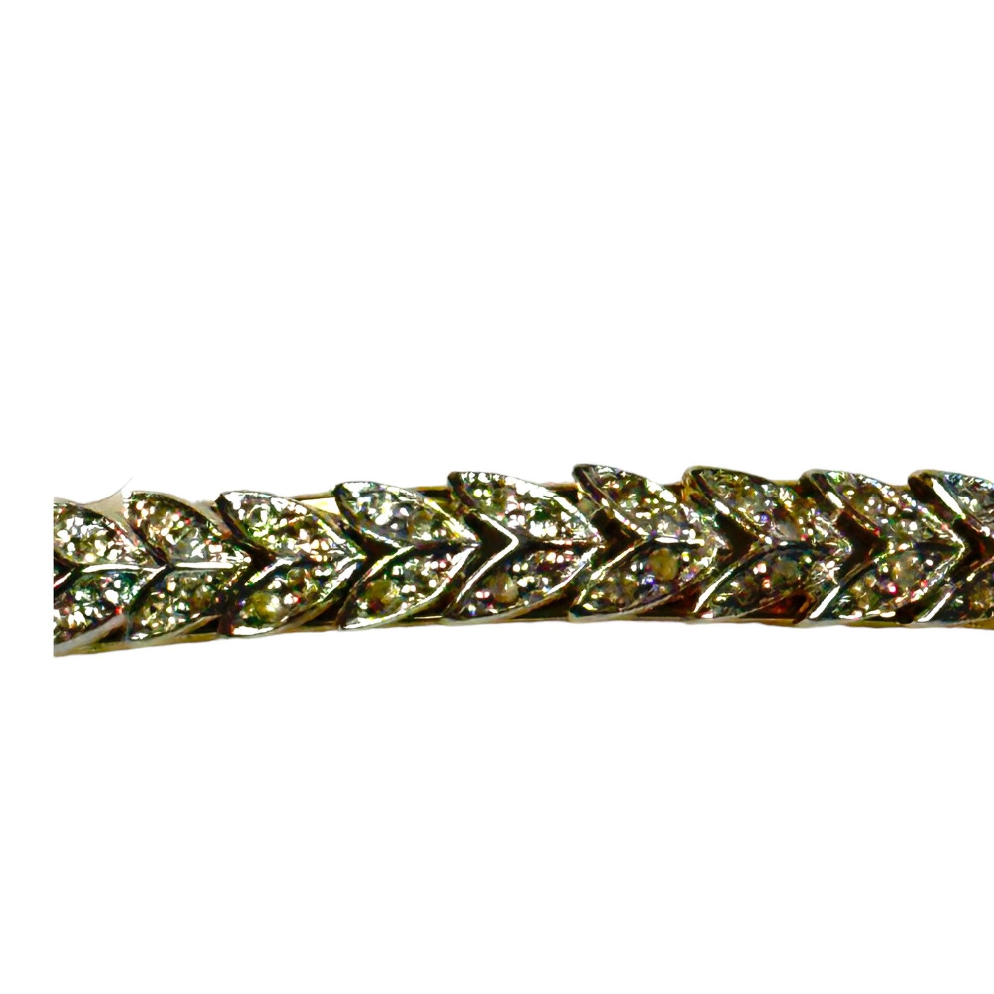 Vintage Elegant Cubic Zirconia Leaf Design Golden Bangle Bracelet Size ONE SIZE - 10 Thumbnail