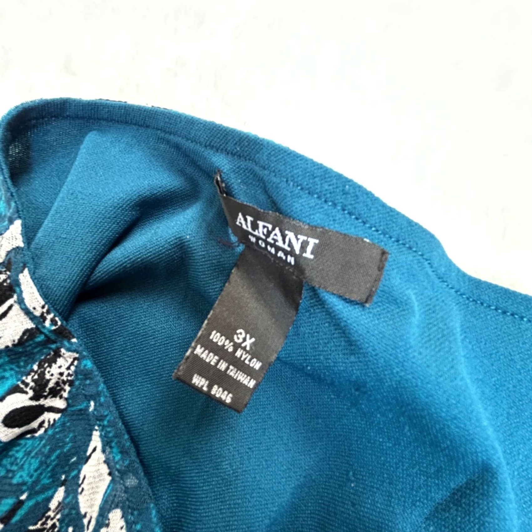Alfani Alfani Womens Plus Size 3X Blue Black Floral Layered Tunic Top 3/4 Sleeve Casual Size XXL / US 16-18 / IT 52-54 - 3 Thumbnail