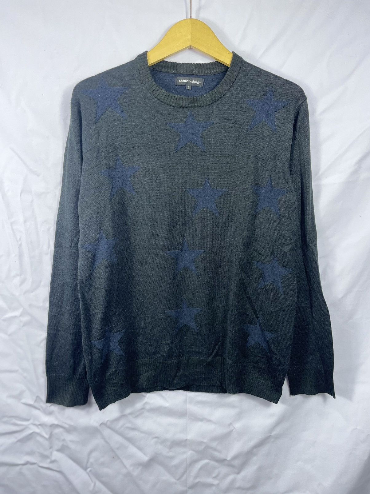 Beauty Beast × Japanese Brand SEMANTIC DESIGN GRUNGE STAR PRINT KNIT Size US L / EU 52-54 / 3 - 1 Thumbnail
