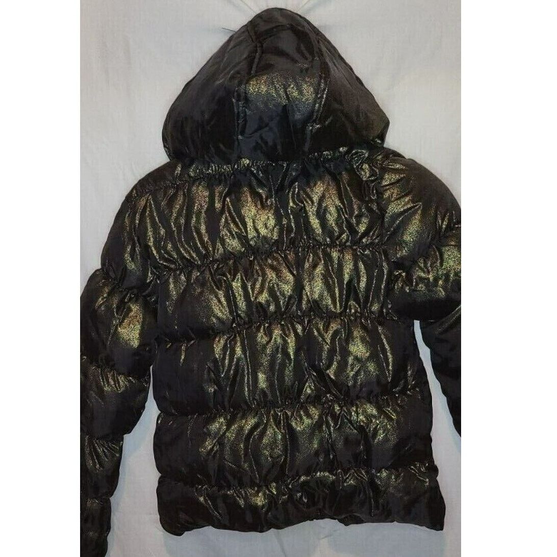 Other Pink Platinum Gold Shimmer Puffer Hooded Coat Girls Size 0 Size XS / US 0-2 / IT 36-38 - 2 Thumbnail