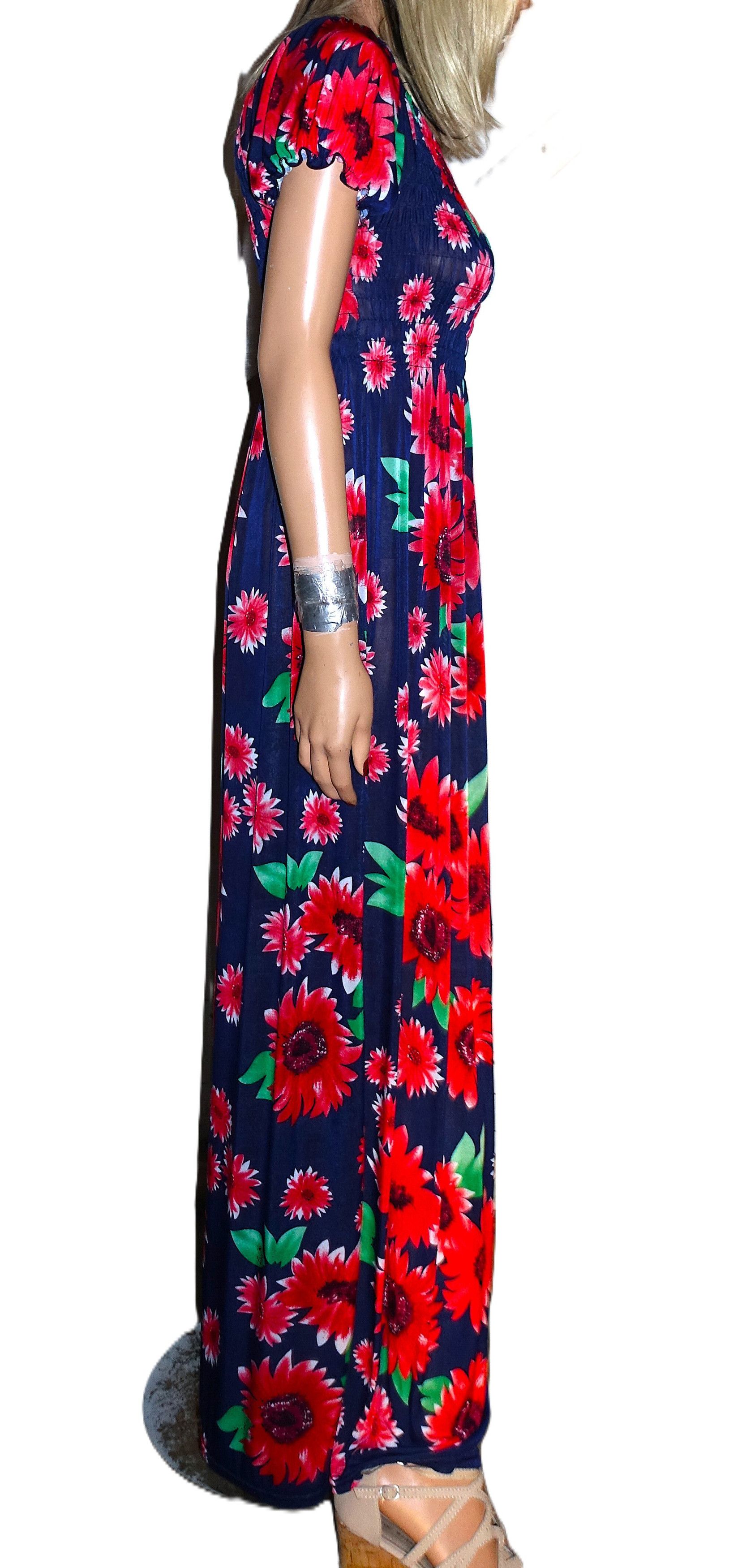 Vintage Navy Blue Floral Crinkle Bodice Maxi Dress S Size S / US 4 / IT 40 - 7 Thumbnail