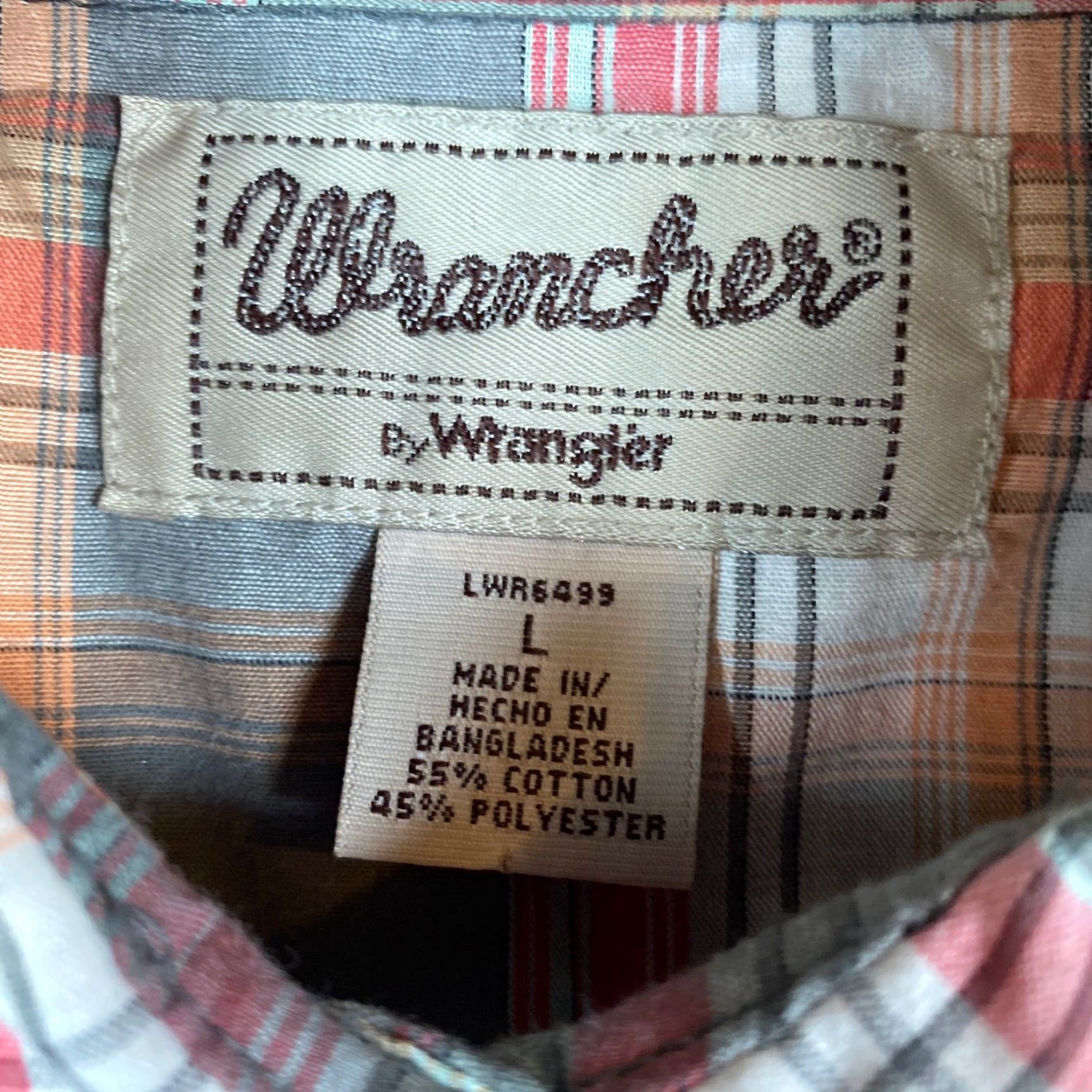 Wrangler Wrangler Womens Shirt Orange White Plaid Pearl Snap Button Down L Shirt Size L / US 10 / IT 46 - 6 Thumbnail