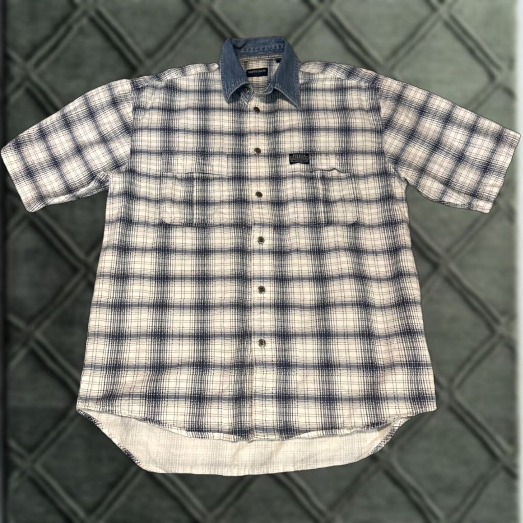 Guess VINTAGE Guess Shirt Denim 90s Plaid Collared Long Sleeve Large Blue Mens Size US L / EU 52-54 / 3 - 1 Thumbnail