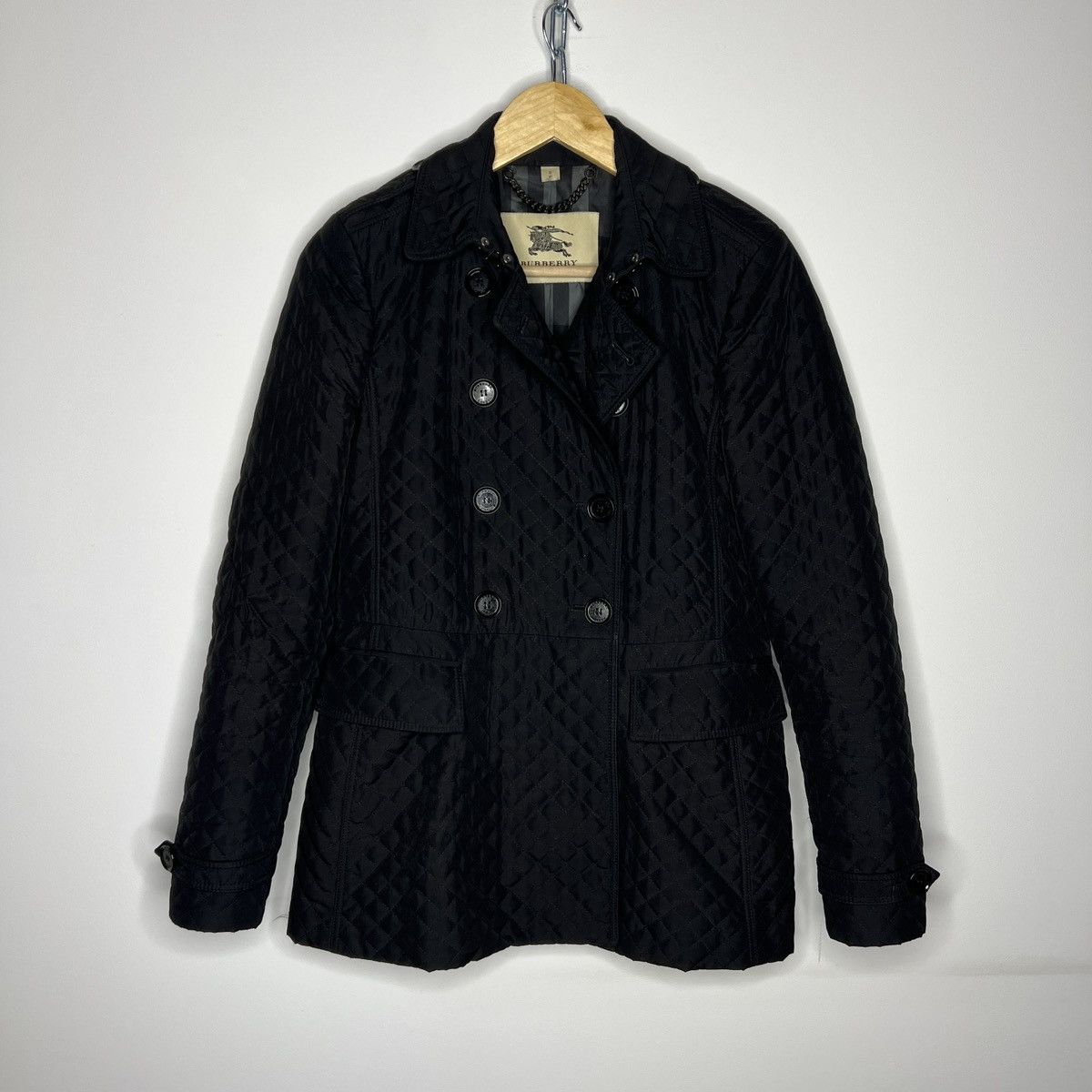 Burberry × Designer Burberry Classic Quilted Jacket Black Dark Nova Check Size S / US 4 / IT 40 - 1 Thumbnail