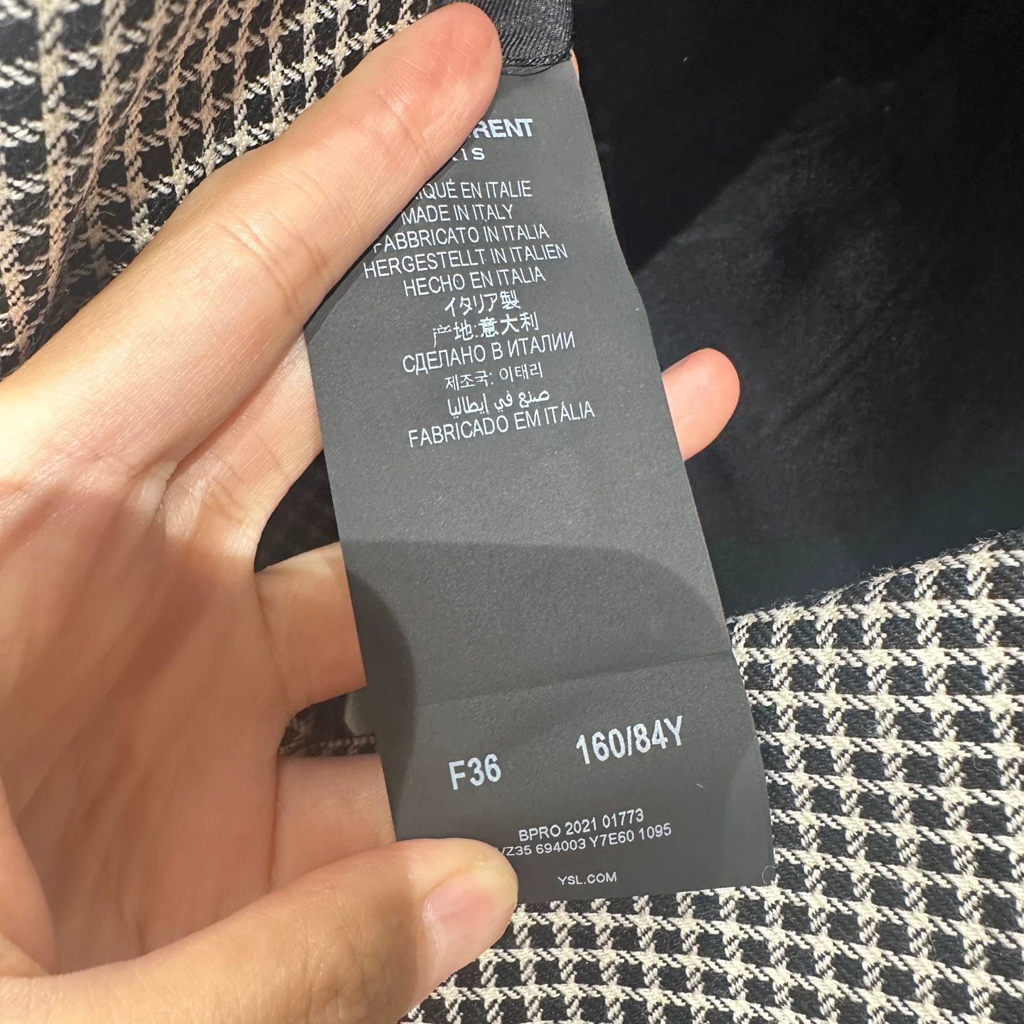 Saint Laurent Paris SL Jan833 check single-breasted jacket 36 Size XS / US 0-2 / IT 36-38 - 5 Thumbnail