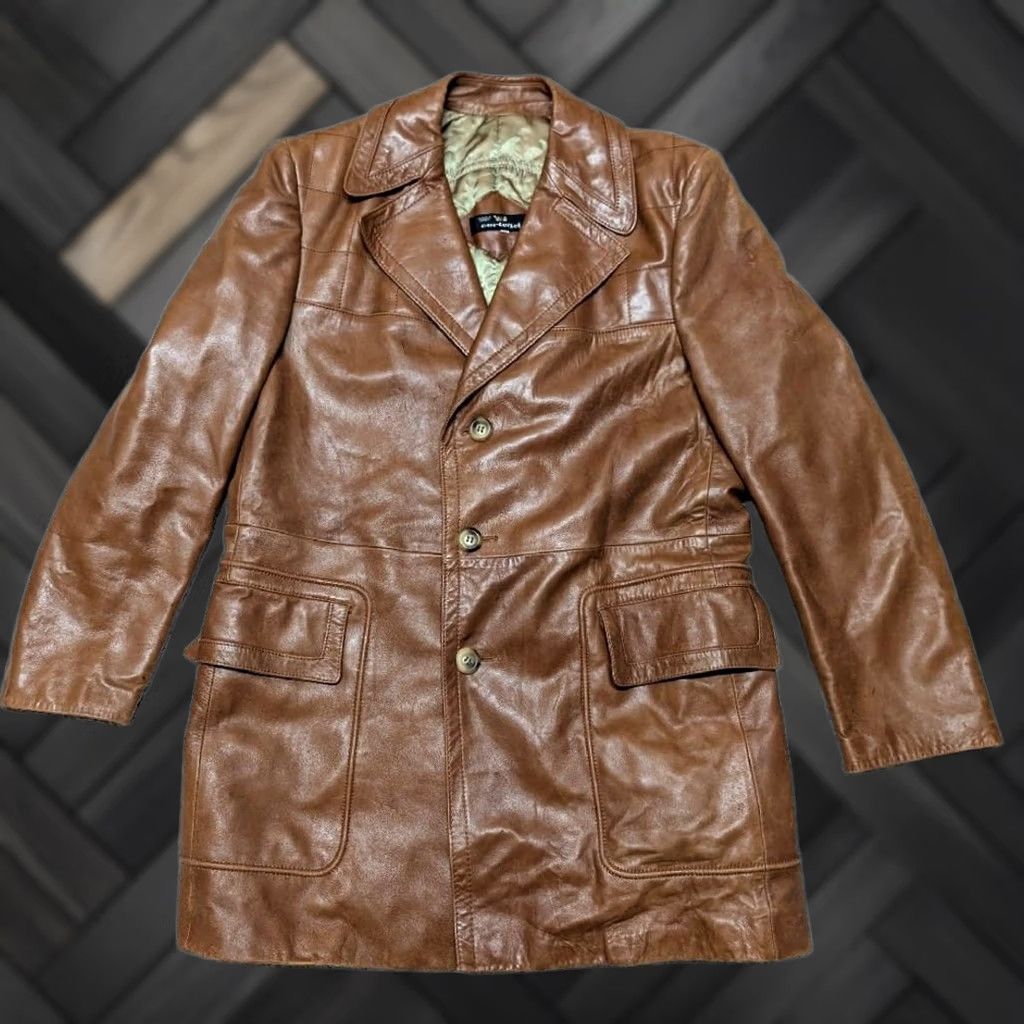 Vintage VINTAGE Cortefiel Leather Coat 42 brown LAMBSKIN butter-soft jacket MEN M brown coat overcoat 42 18.5" shoulders Mens Size US M / EU 48-50 / 2 - 1 Thumbnail