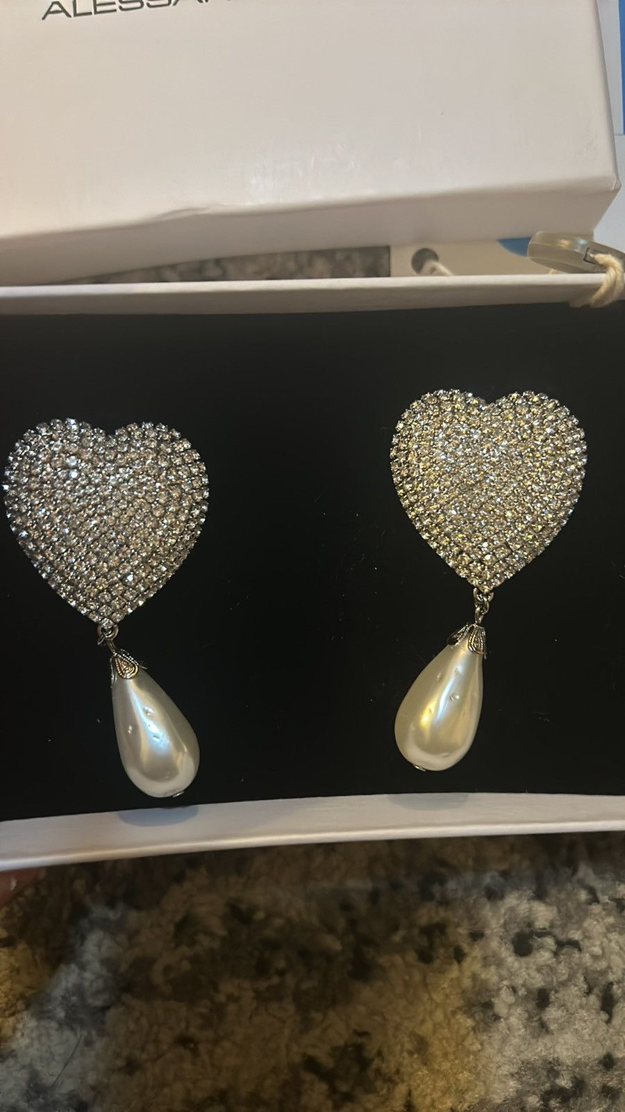 Alessandra Rich Alessandra Rich Heart Silver-tone Faux pearl Clip Earring Size ONE SIZE - 9 Thumbnail