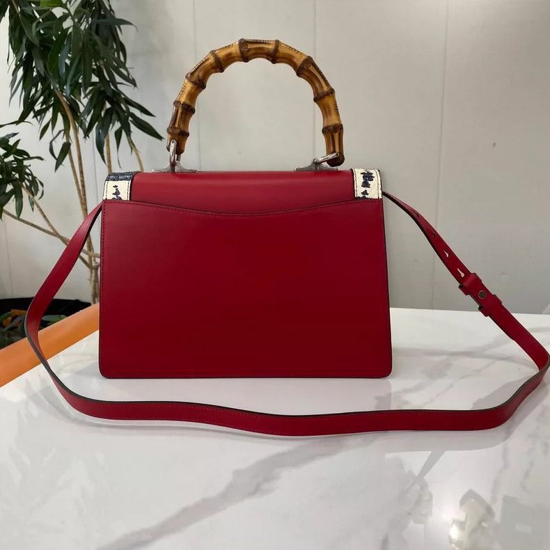 Gucci GUCCI Bamboo Handle Red Leather Bag-2505 Size ONE SIZE - 2 Thumbnail