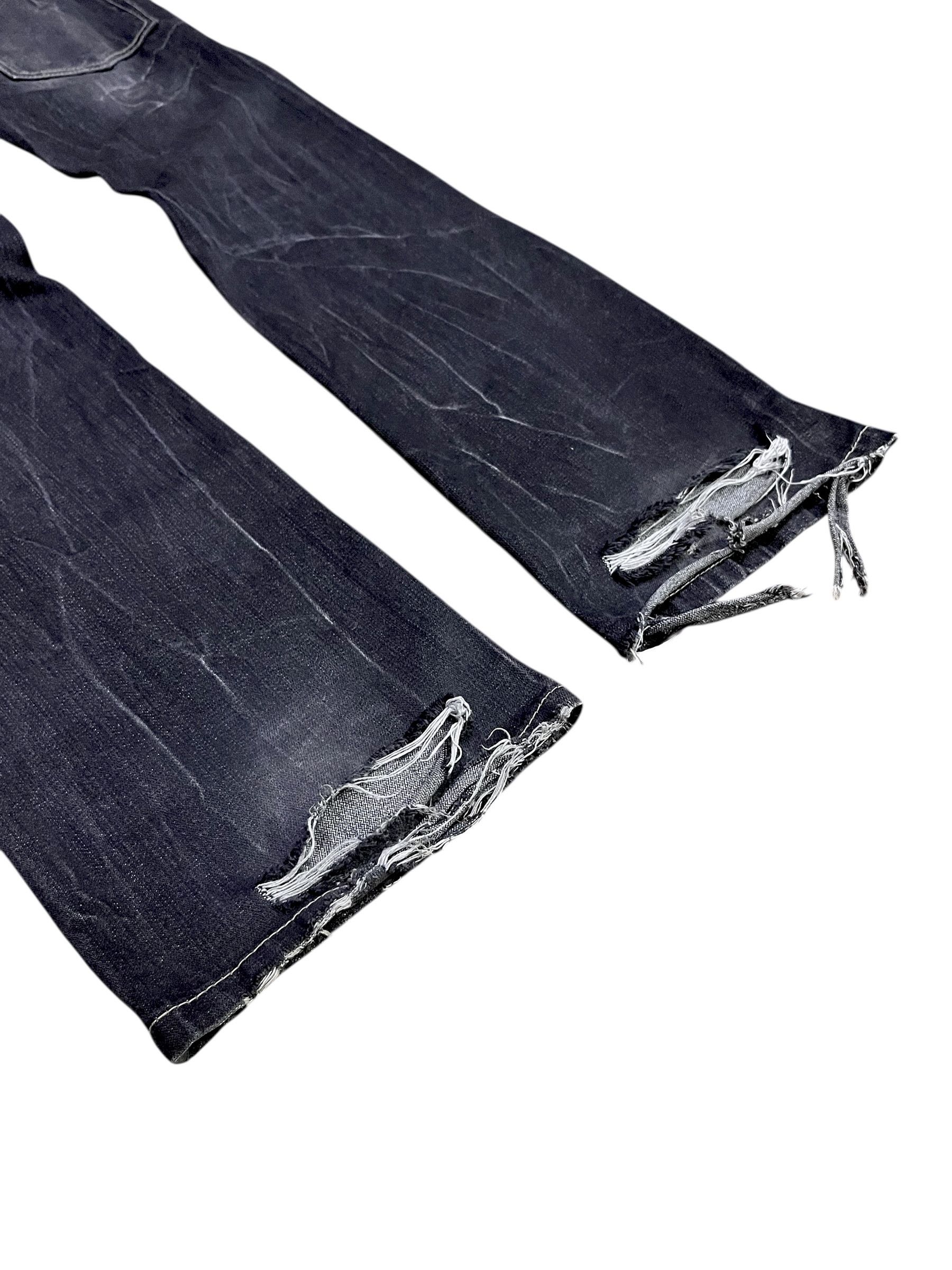 If Six Was Nine NYLAUS Grunge Y2K Clawmark Flare Denim Wing Patch Heel Bite Size US 29 - 6 Thumbnail