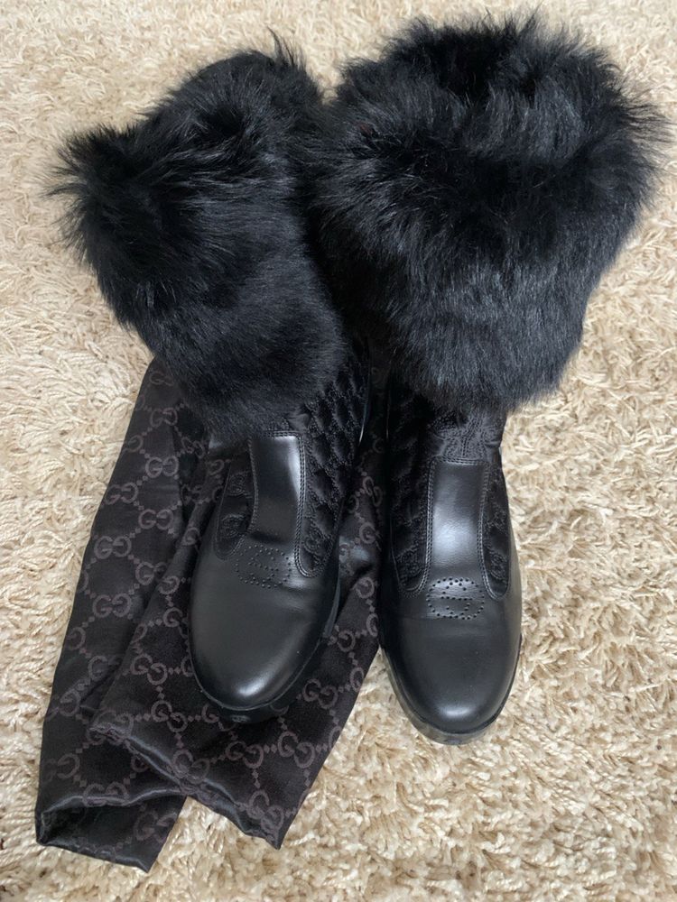 Gucci Gucci Fur Leather GG Boots Size US 7.5 / IT 37.5 - 1 Thumbnail
