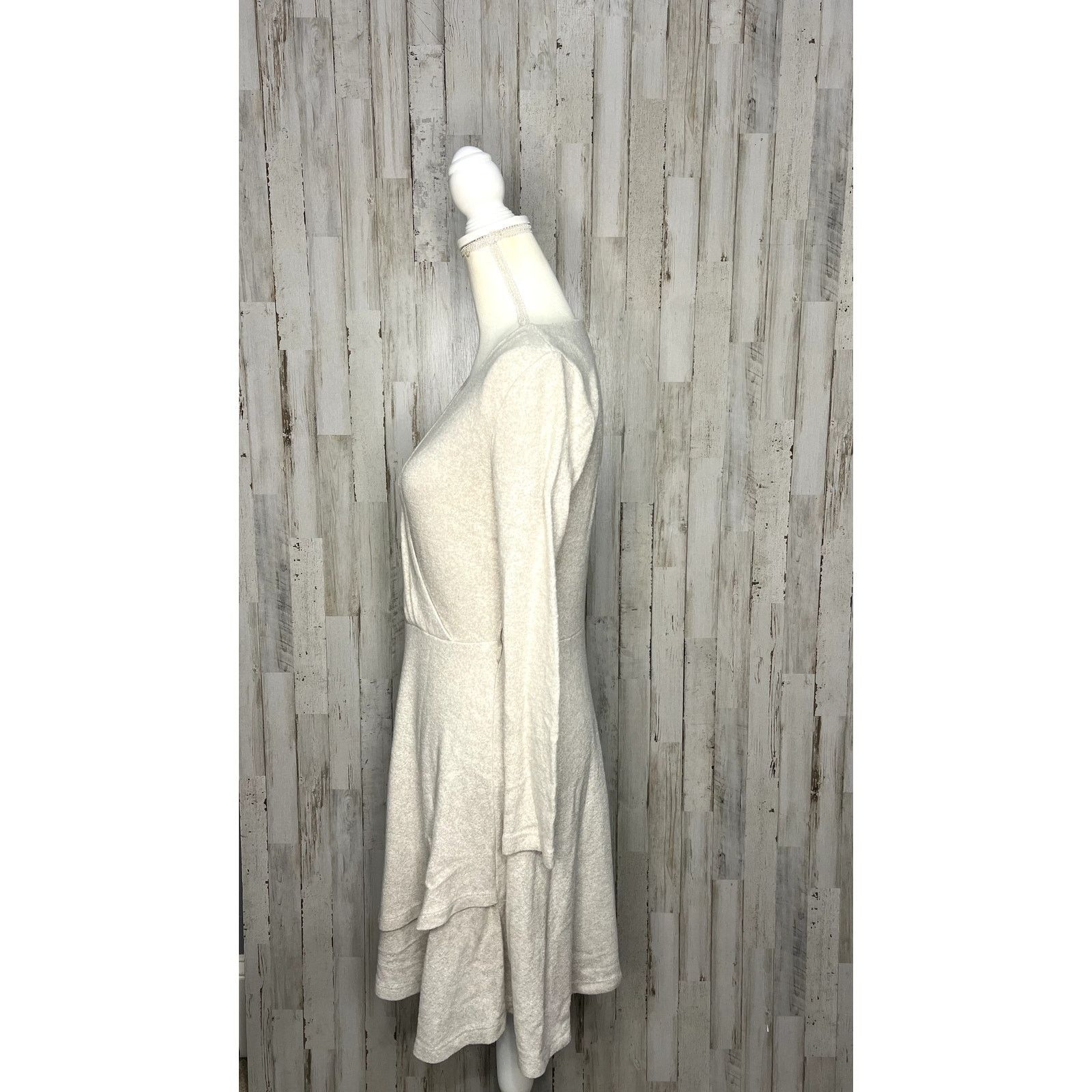 Anthropologie Saturday Sunday Women's Beige Knit Mini Dress V-Neck XS Size XS / US 0-2 / IT 36-38 - 5 Thumbnail