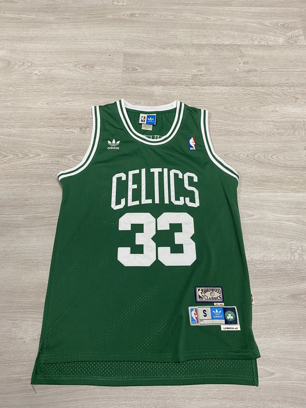 image of Larry Bird 33 Boston Celtics Adidas Hardwood Classic Jersey in Green, Men's (Size Small)