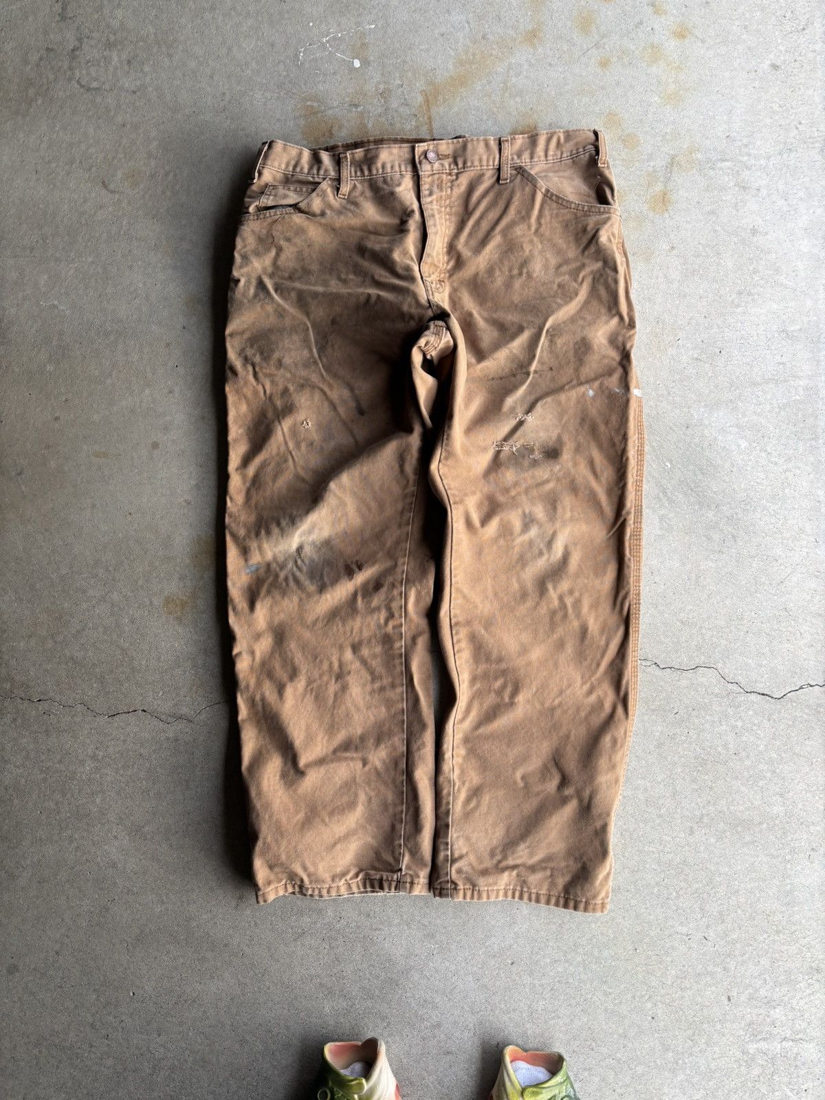 Dickies × Vintage Crazy 90s Beige Dickies Boxy Black Label Distressed Pants Size US 36 / EU 52 - 2 Thumbnail