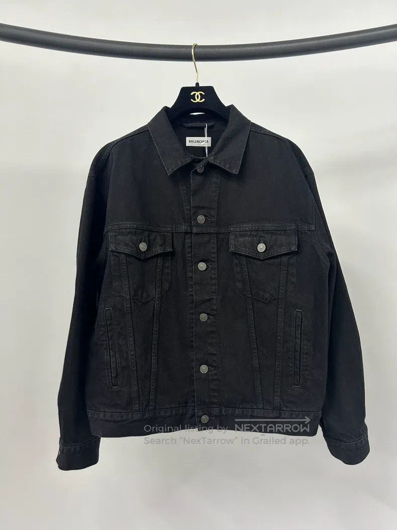 Balenciaga Balenciaga Black denim jacket with large logo and crystals Size XXS / US 00 / IT 34 - 6 Thumbnail