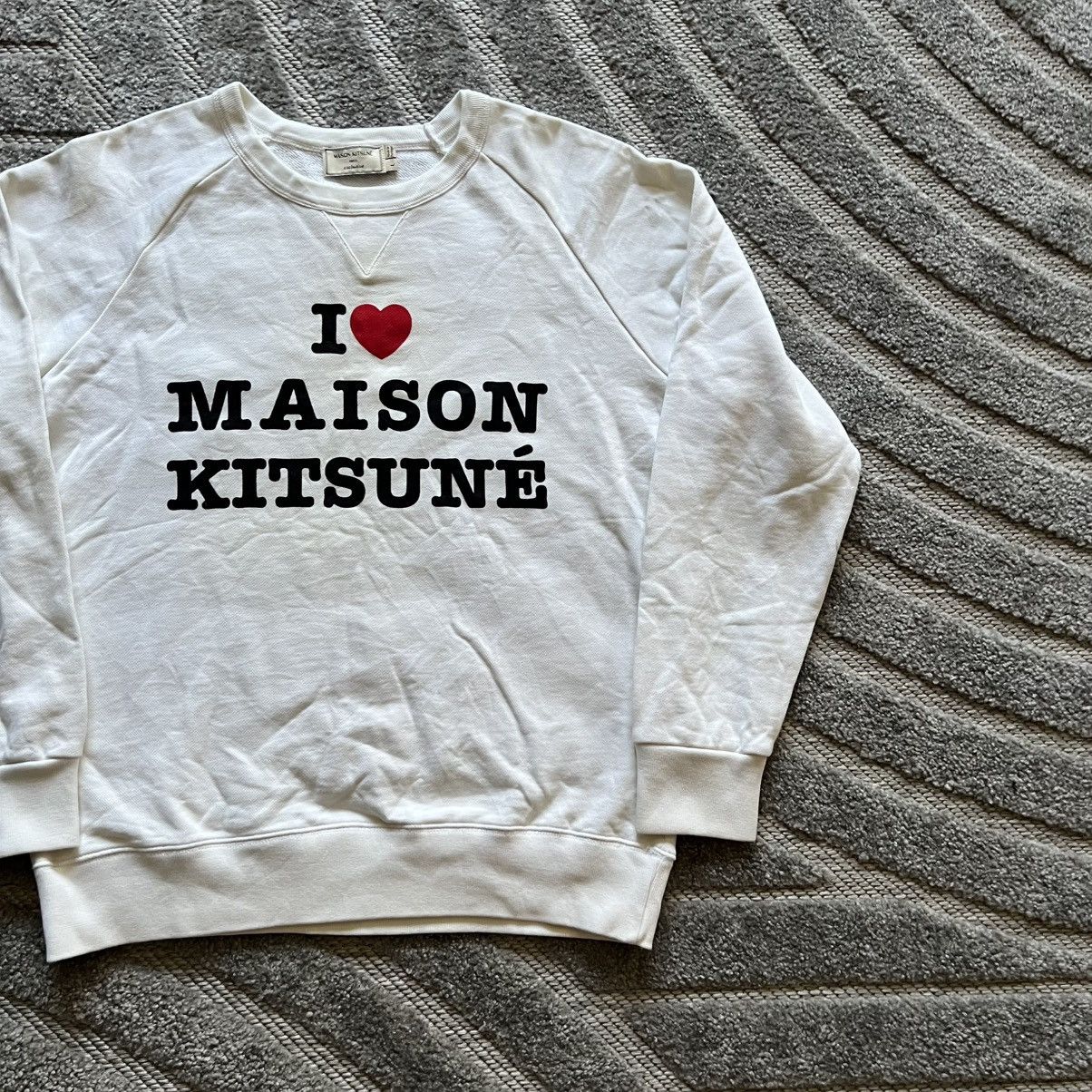 Vintage Y2K Maison Kitsune Paris Logo Sweatshirt Streetwear in White, Men's — image 3 of 6
