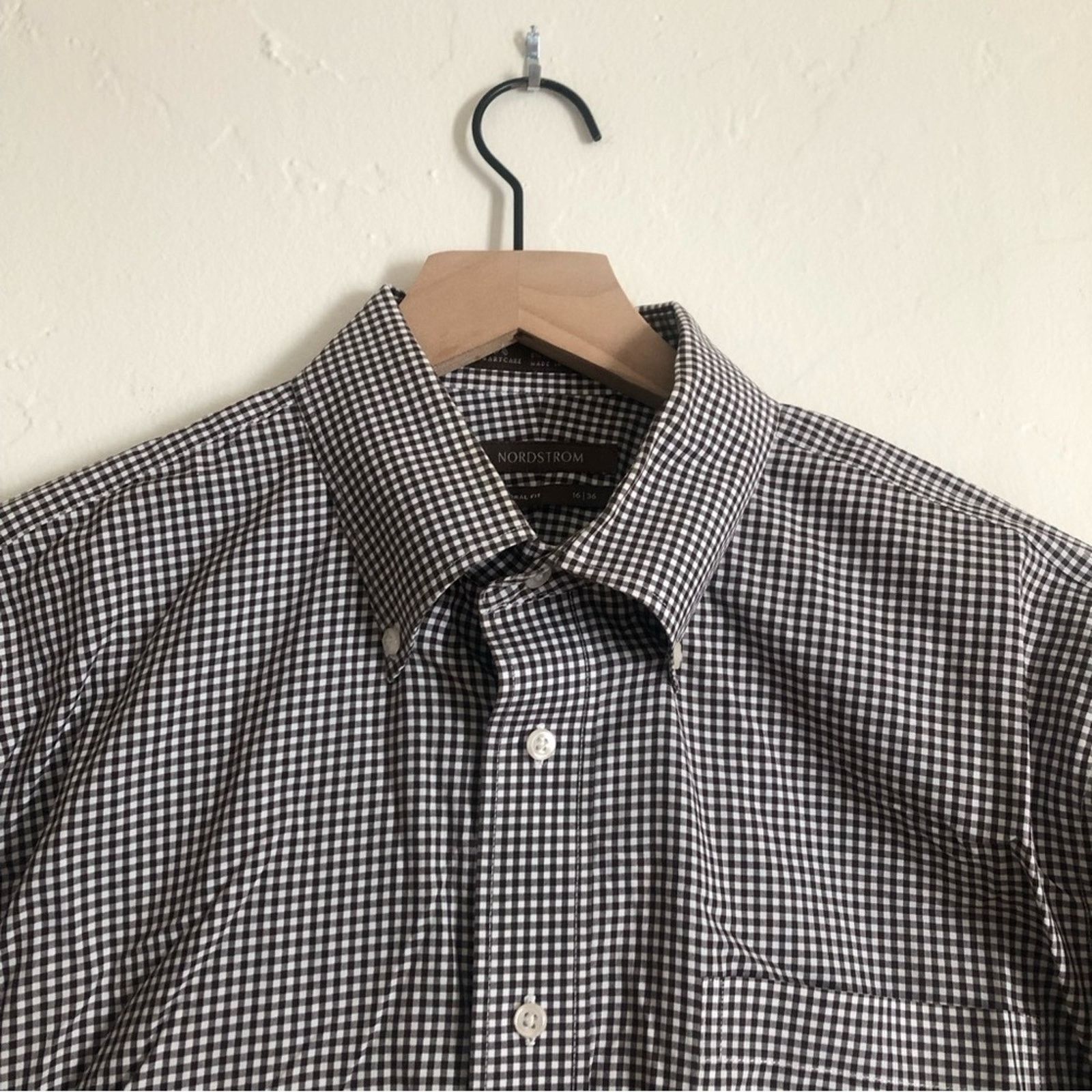Nordstrom Nordstrom Mens Traditional Fit Black White Plaid Dress Shirt Size US L / EU 52-54 / 3 - 4 Thumbnail