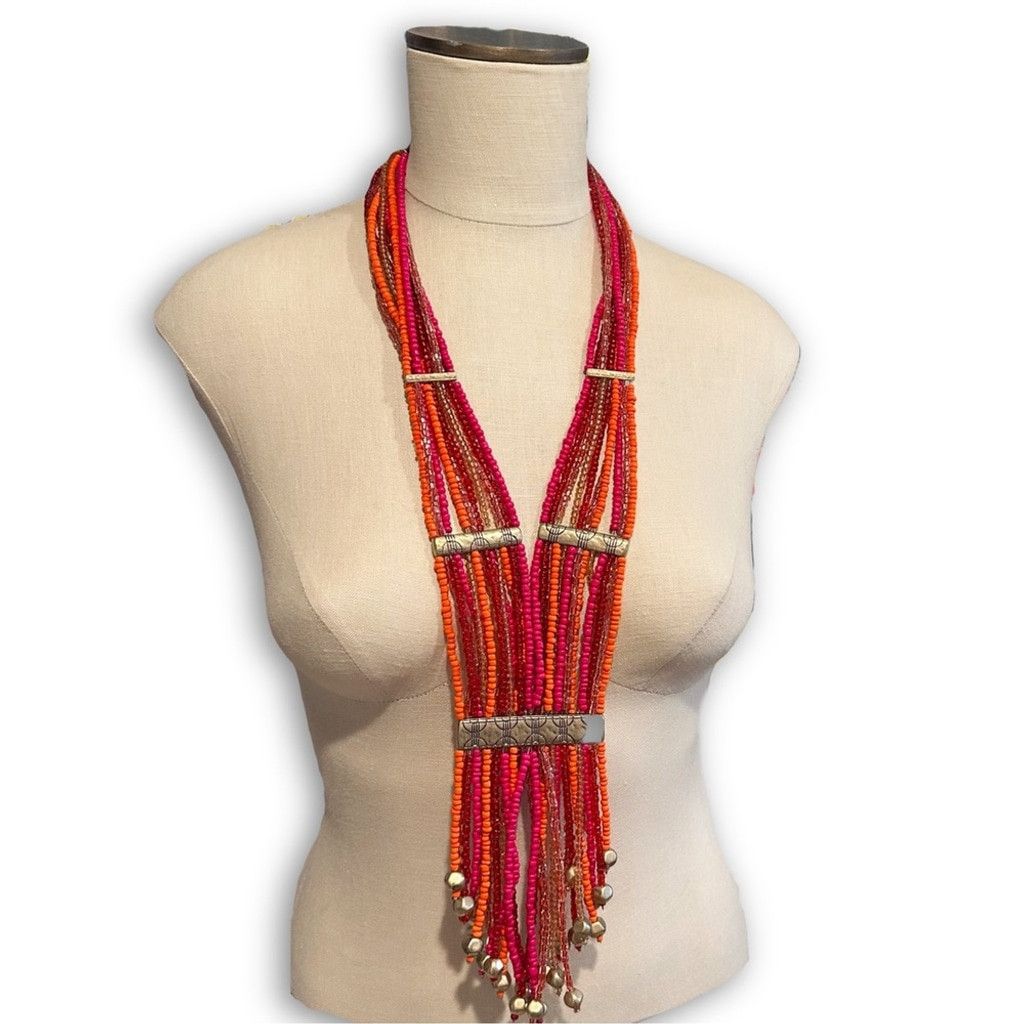 Chicos CHICO’S Pink & Orange Beaded Statement NWT Size ONE SIZE - 6 Thumbnail