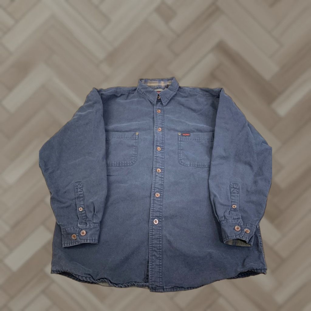 Vintage Wolverine Button-Up Shacket Mens L Work Chore Lined Plaid Blue Long Sleeve Button Size US L / EU 52-54 / 3 - 1 Thumbnail
