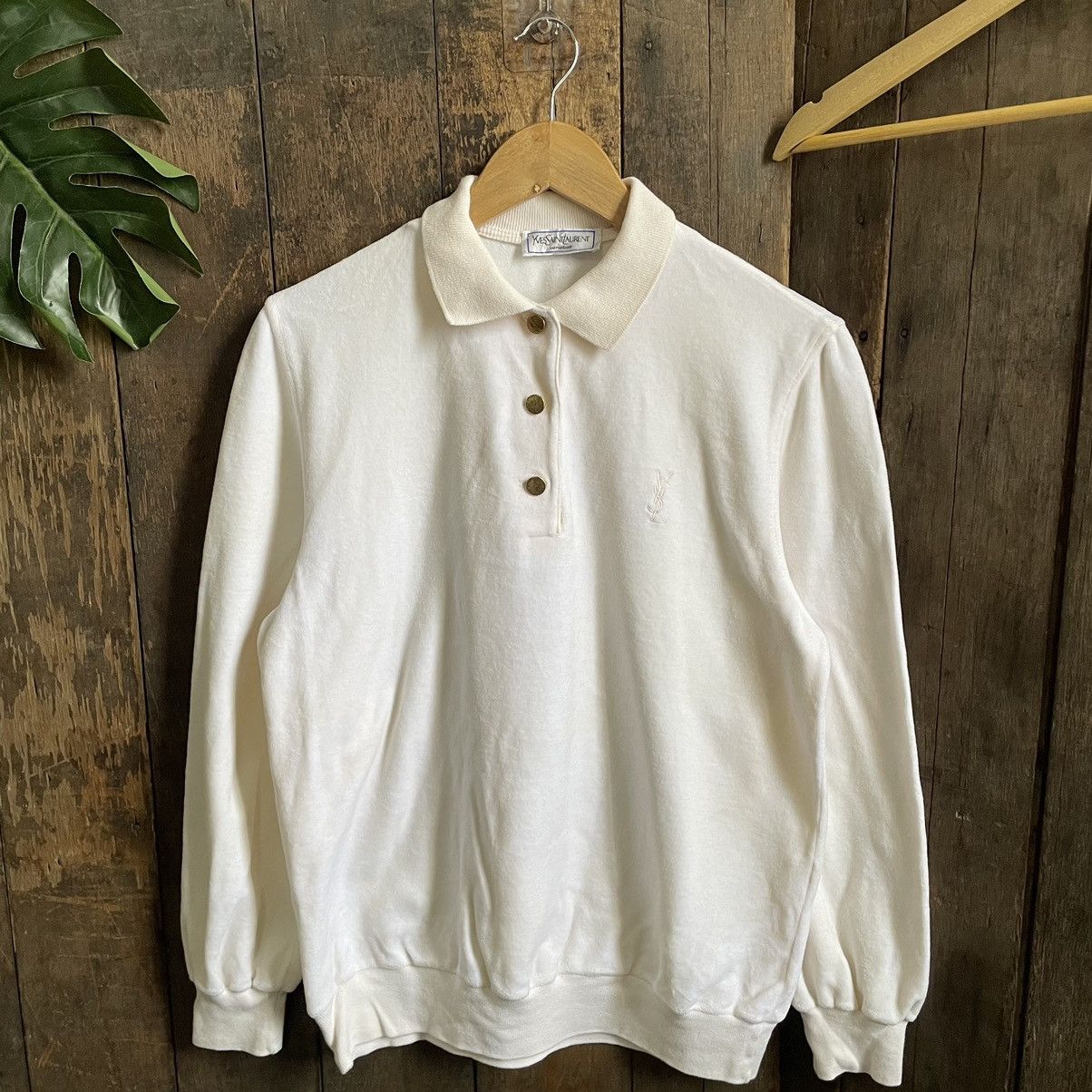 Vintage × Yves Saint Laurent YSL half button sweatshirt Size US S / EU 44-46 / 1 - 1 Thumbnail
