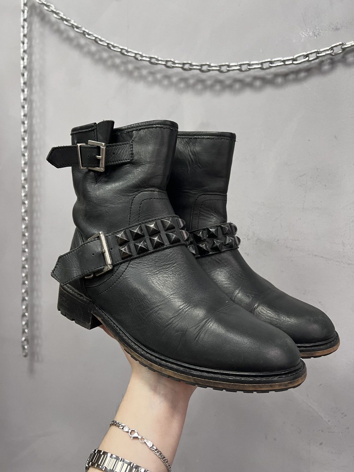 Hedi Slimane Hedi slimane style studded leather boots hype 90s Size US 7.5 / EU 40-41 - 1 Thumbnail