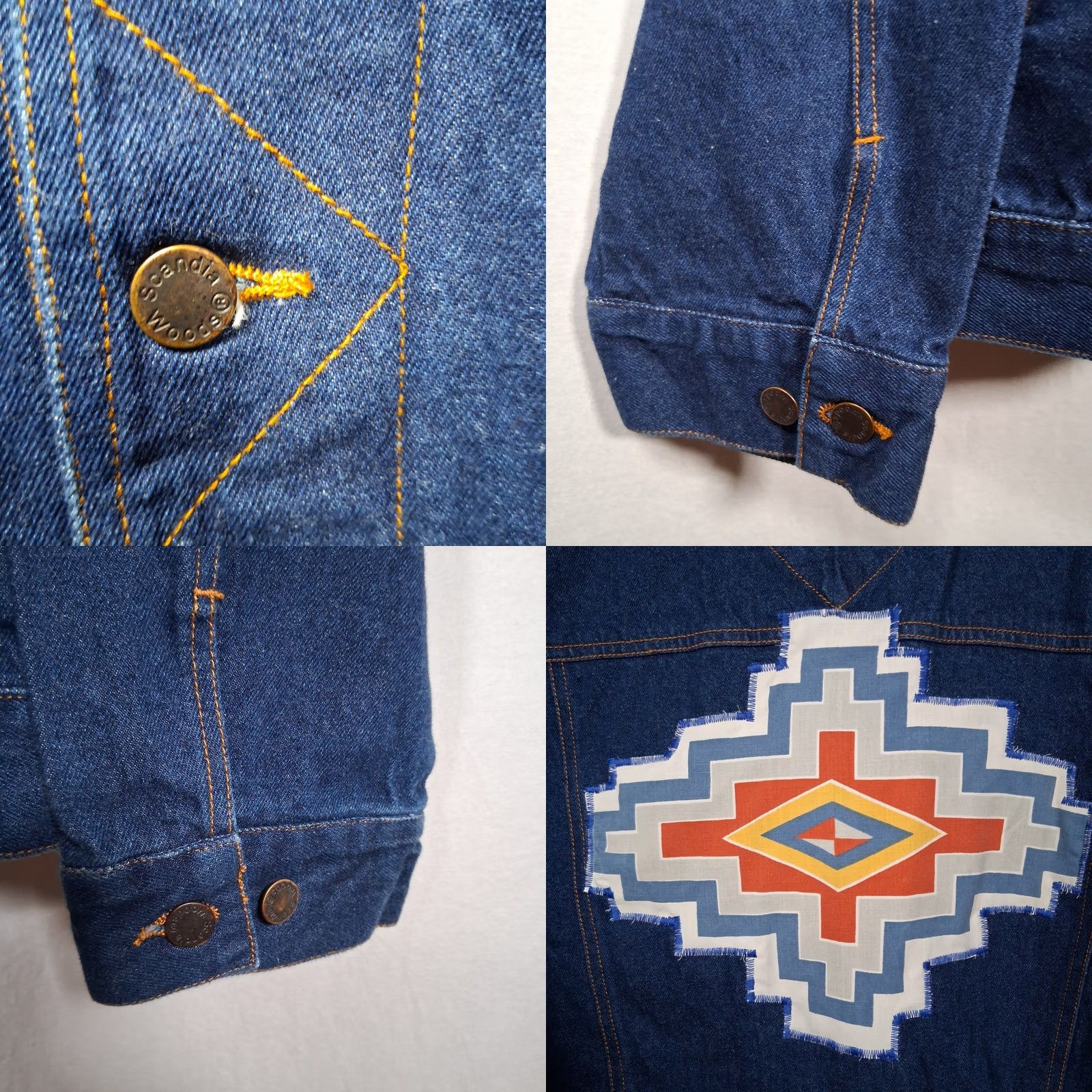 Vintage VINTAGE Scandia Woods Jean Jacket Men XL Western Wear Trucker Style Denim Blue Cowboy Ranch Upcycled Patchwork Pockets Collared Short Jacket Size US 36 / EU 52 - 9 Thumbnail
