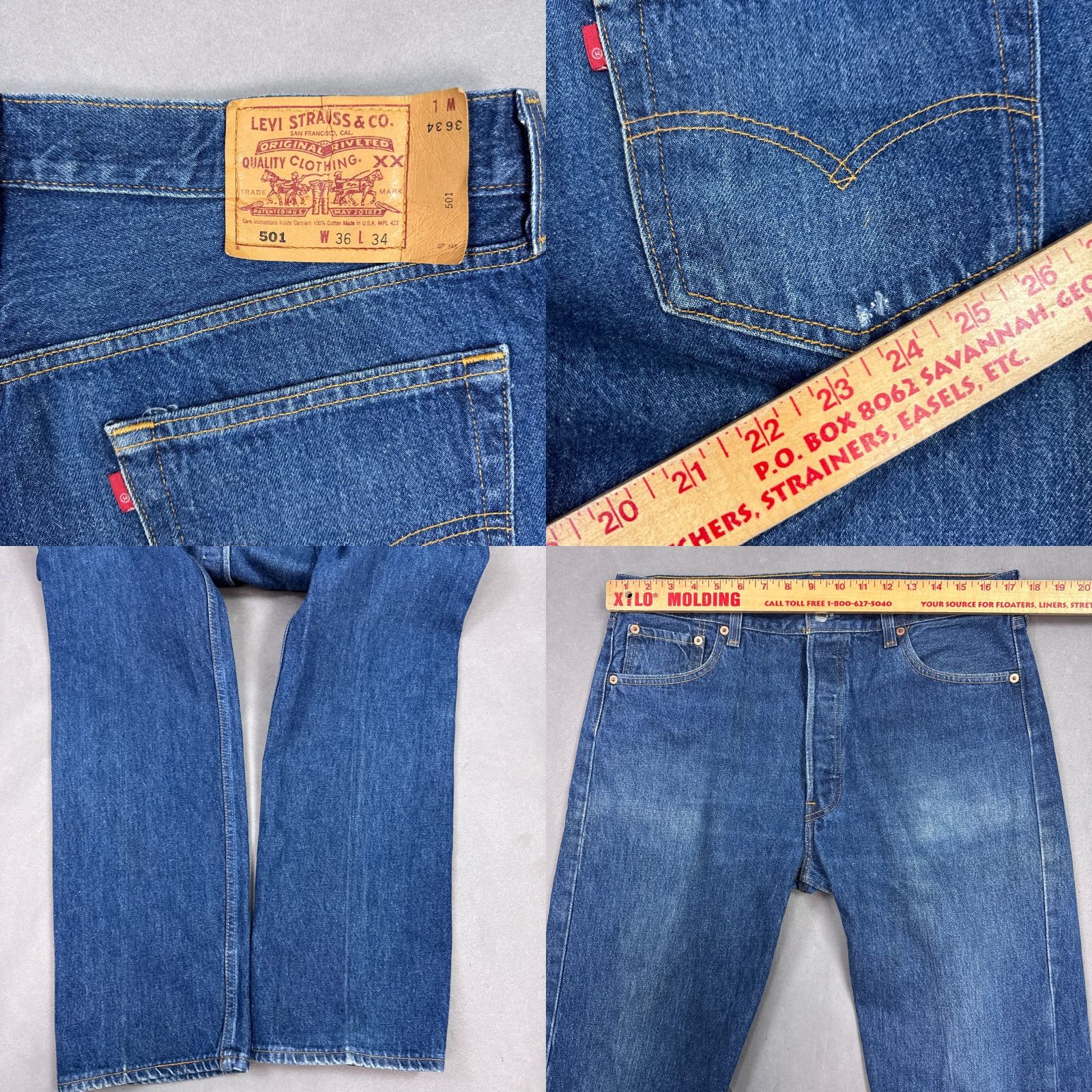 Levi's VINTAGE Levi's 501 Jeans Mens 36x34 Blue 90s Made USA Distressed Jeans Size US 36 / EU 52 - 8 Thumbnail