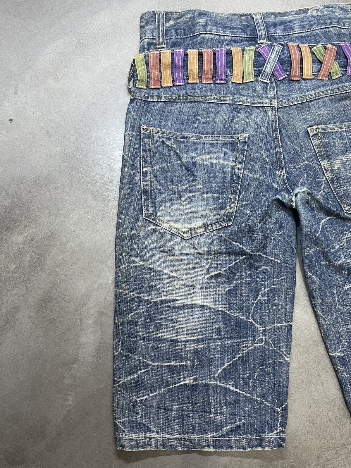 If Six Was Nine Japan NYLAUS Double Waist Honeycomb Punk Style Short Denim Size US 33 - 11 Thumbnail