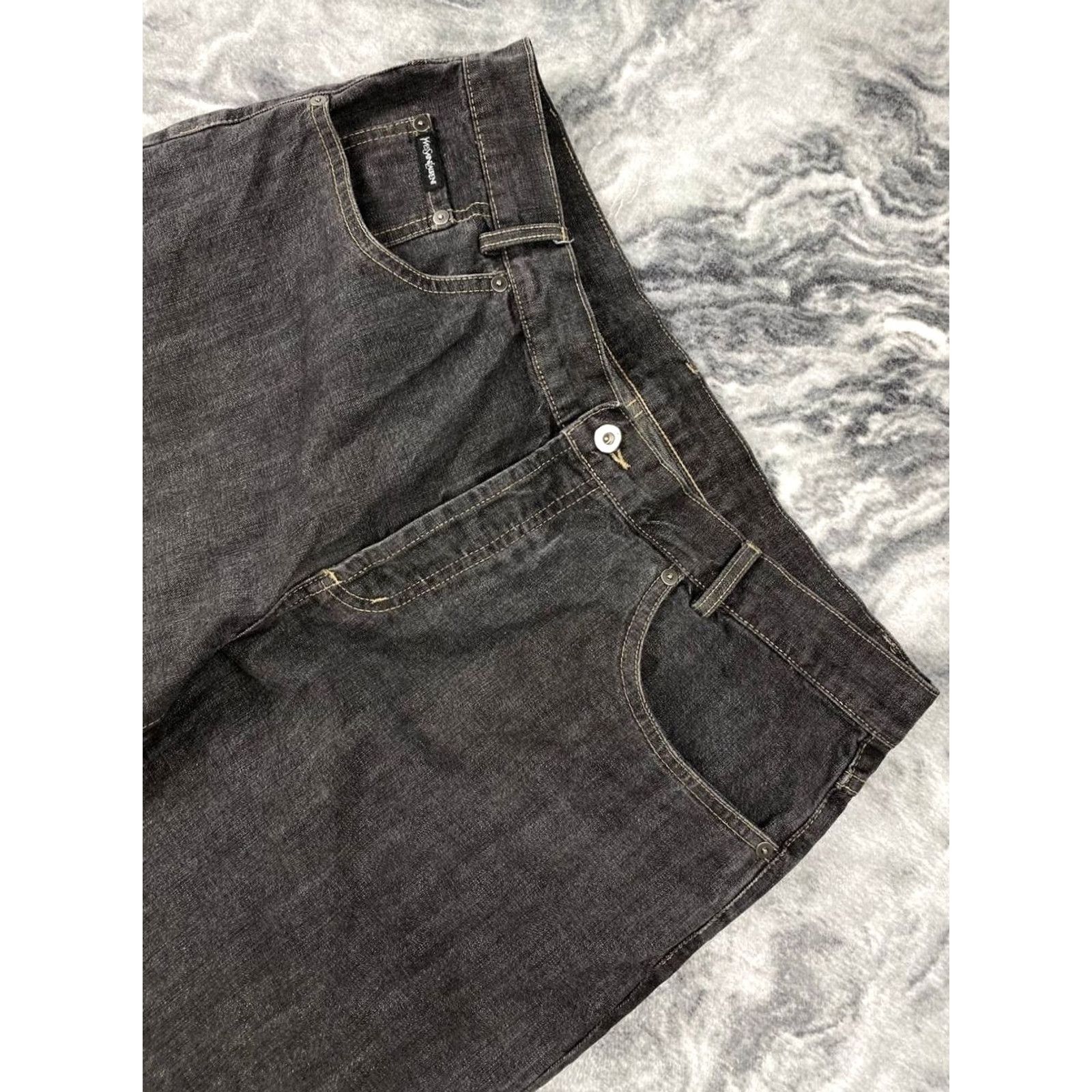Yves Saint Laurent VINTAGE Saint Laurent Jeans Men 36x34 Black Logo 5-Pocket Denim Straight Baggy YSL Size 36 Mens Size US 36 / EU 52 - 6 Thumbnail