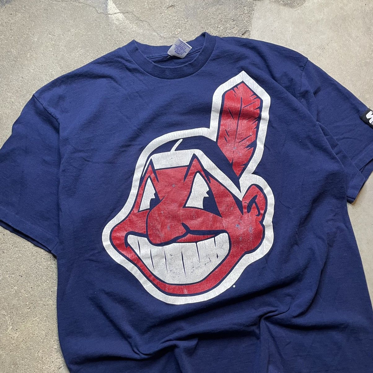 Starter Vintage 90's Starter Cleveland Indians Big Logo Double Sided Size US XL / EU 56 / 4 - 2 Thumbnail