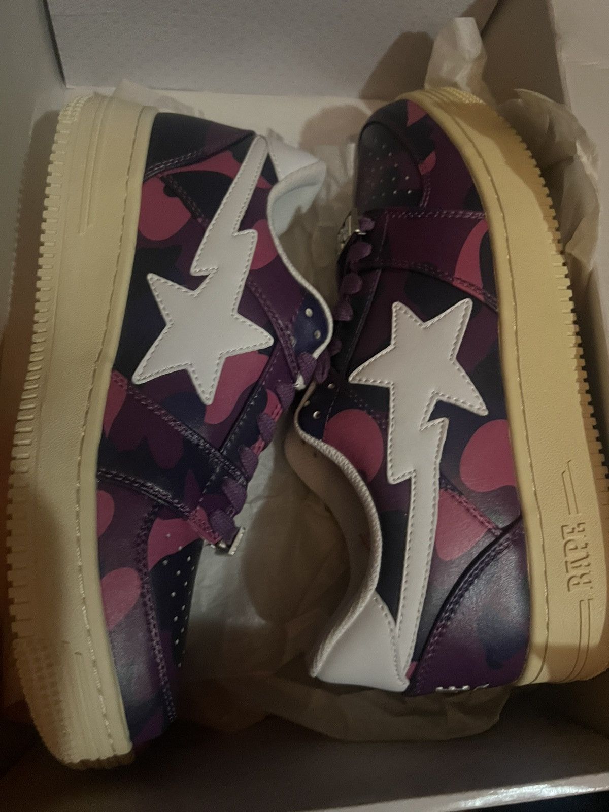Bape A bathing ape Bape Bapesta purple camo sneakers size 10 Size US 10 / EU 43 - 1 Thumbnail