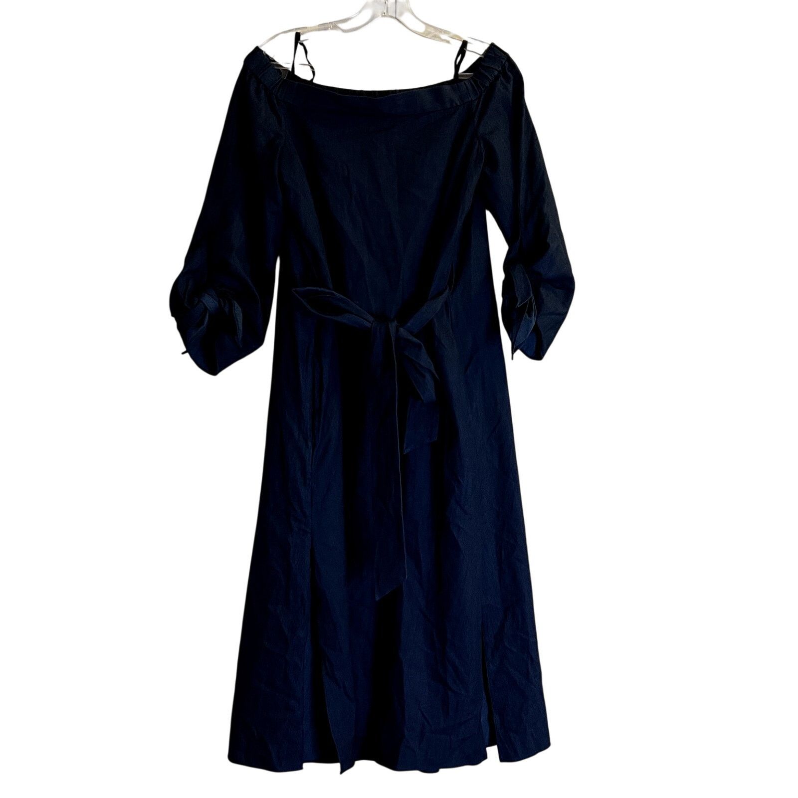 Tibi Tibi Midi Off Shoulder Dress with Belt Blue size 4 Size S / US 4 / IT 40 - 4 Thumbnail