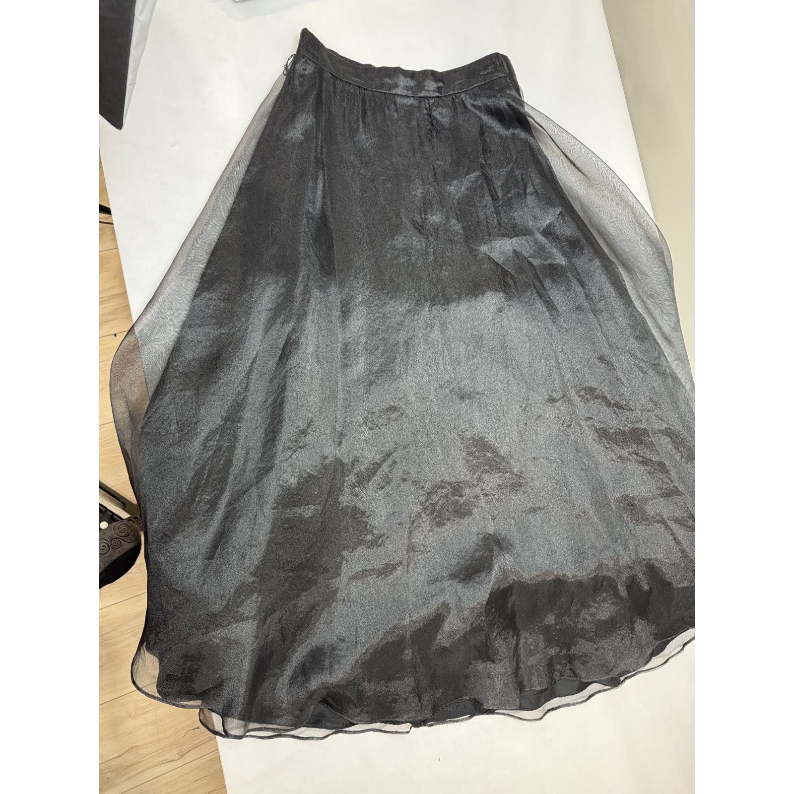 Other Vintage Whimsigoth Maxi Skirt Sheer Black Organza Goth 14 Size 36" / US 14 / IT 50 - 11 Thumbnail
