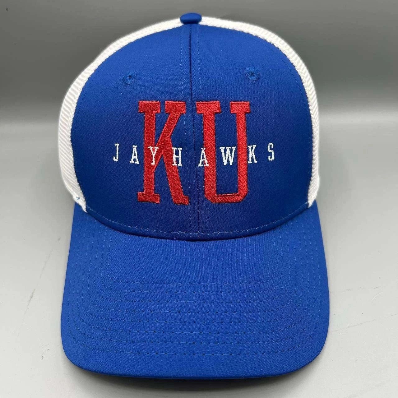 The Game Kansas Jayhawks NCAA Trucker Hat Men Blue White Snap Back Size ONE SIZE - 1 Thumbnail